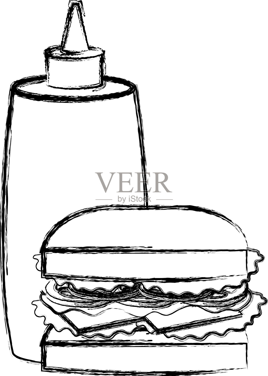 美味的汉堡配酱瓶设计元素图片