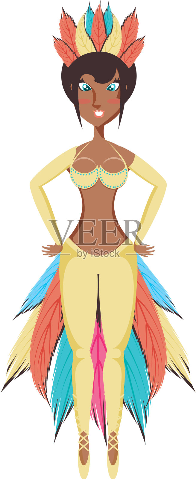 女黑人狂欢节舞者的化身设计元素图片