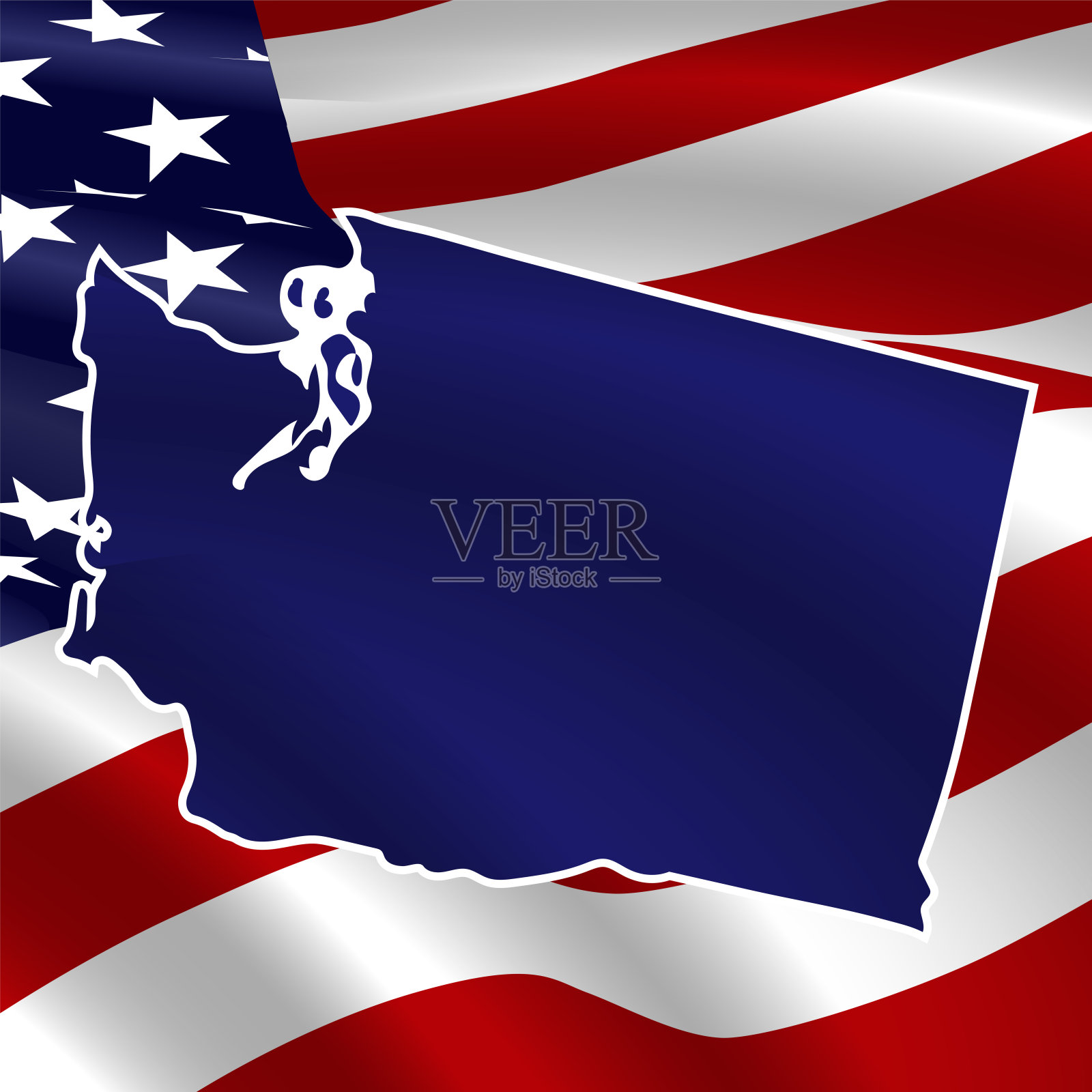 美国,华盛顿。深蓝色的轮廓插画图片素材