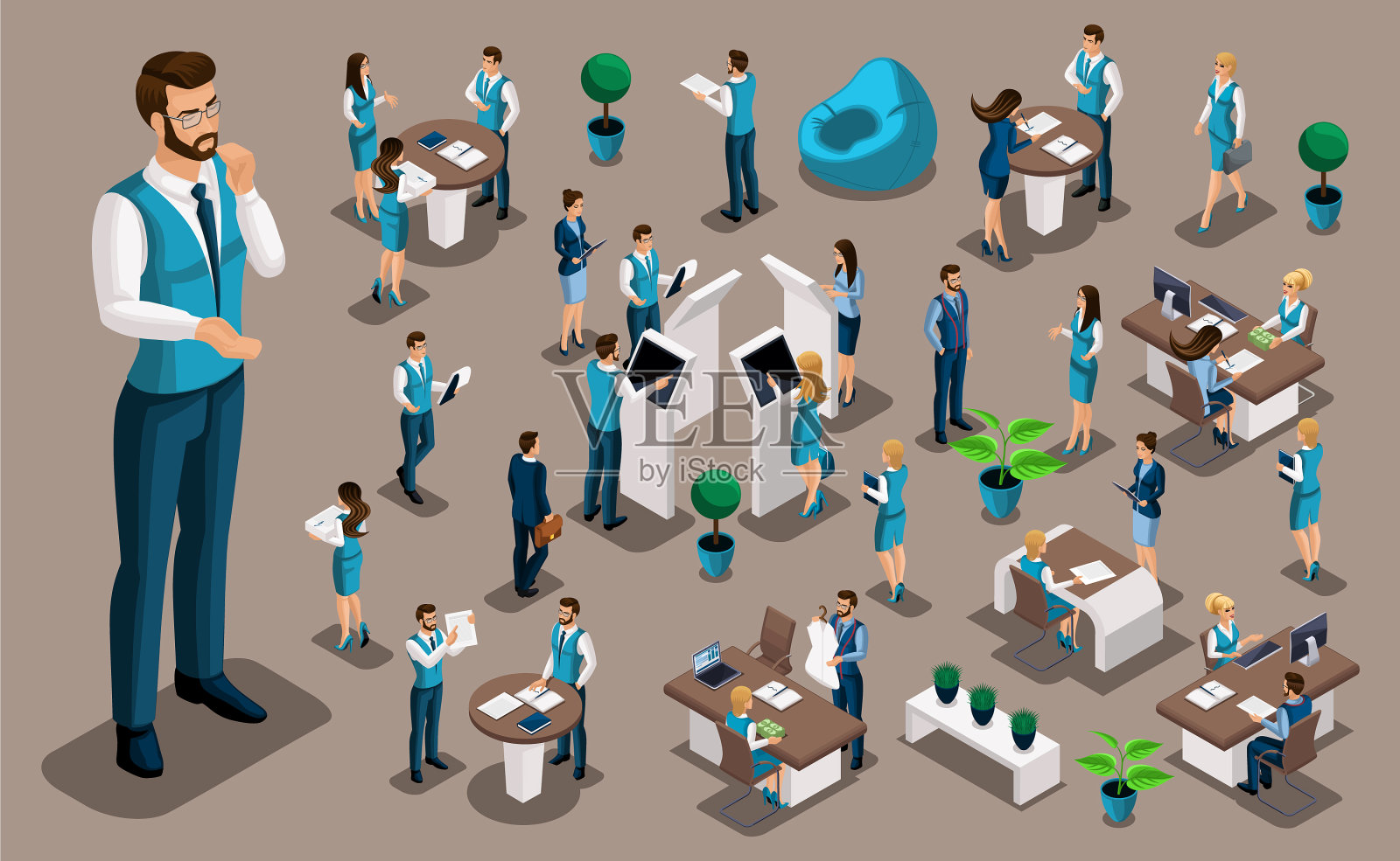 等距设置银行图标与银行雇员图标素材