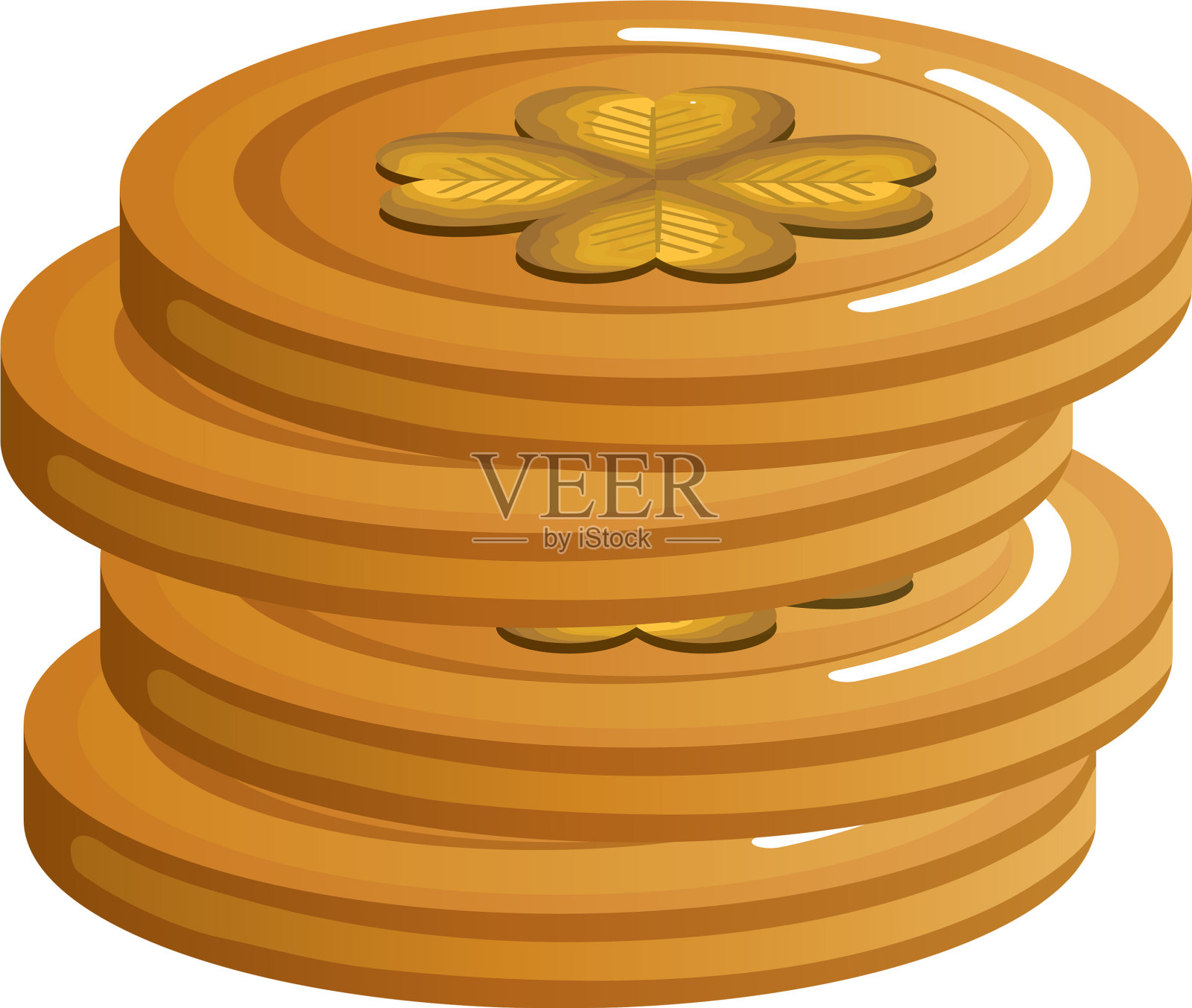 堆硬币与三叶草的图标插画图片素材