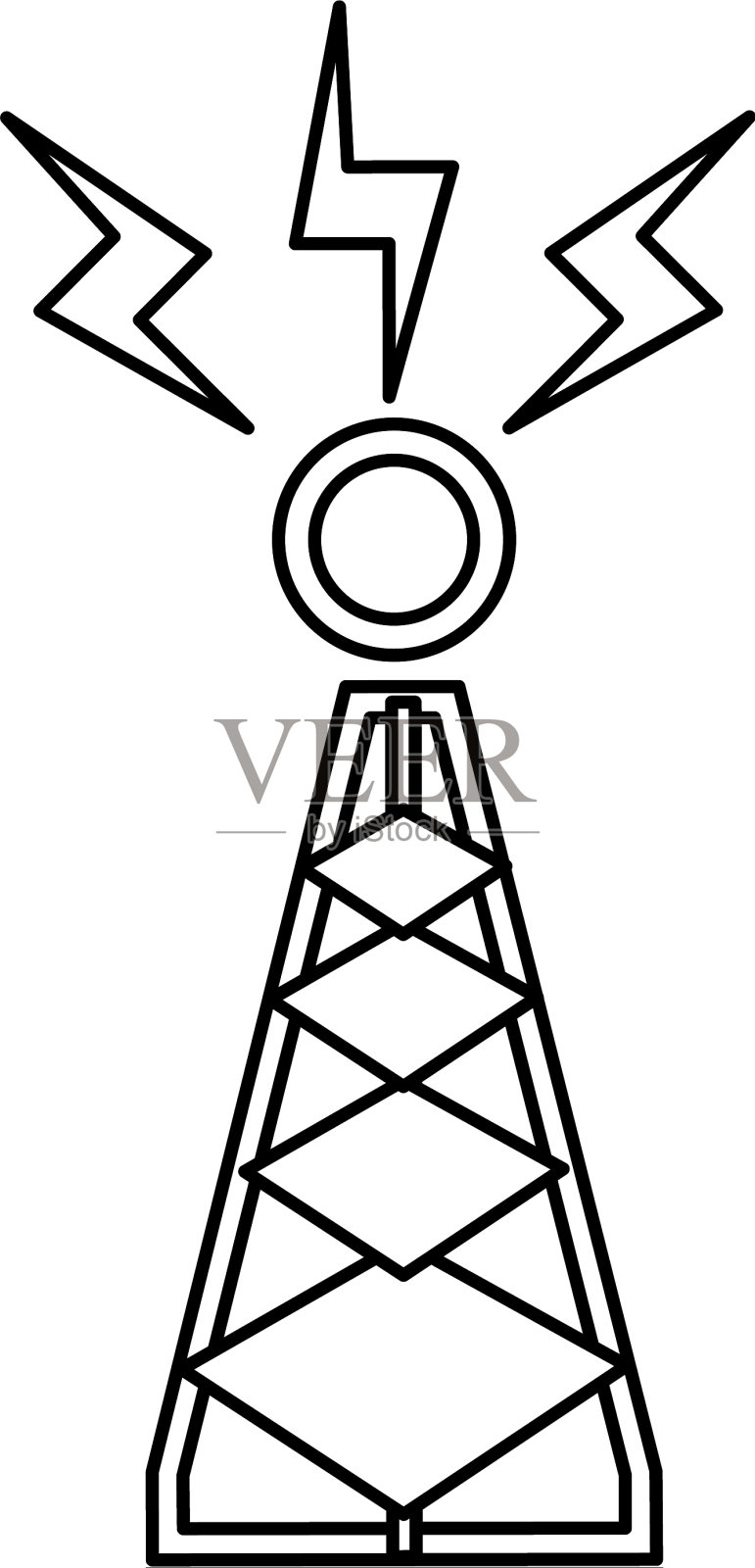 塔式天线传输信号线插画图片素材
