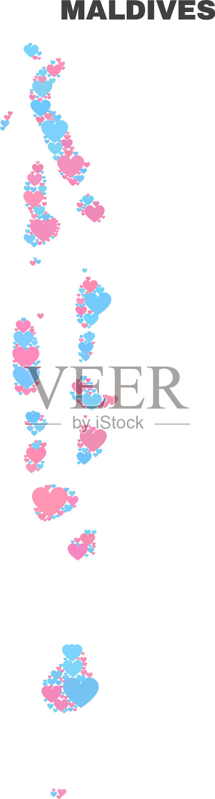 马尔代夫地图-马赛克爱的心插画图片素材