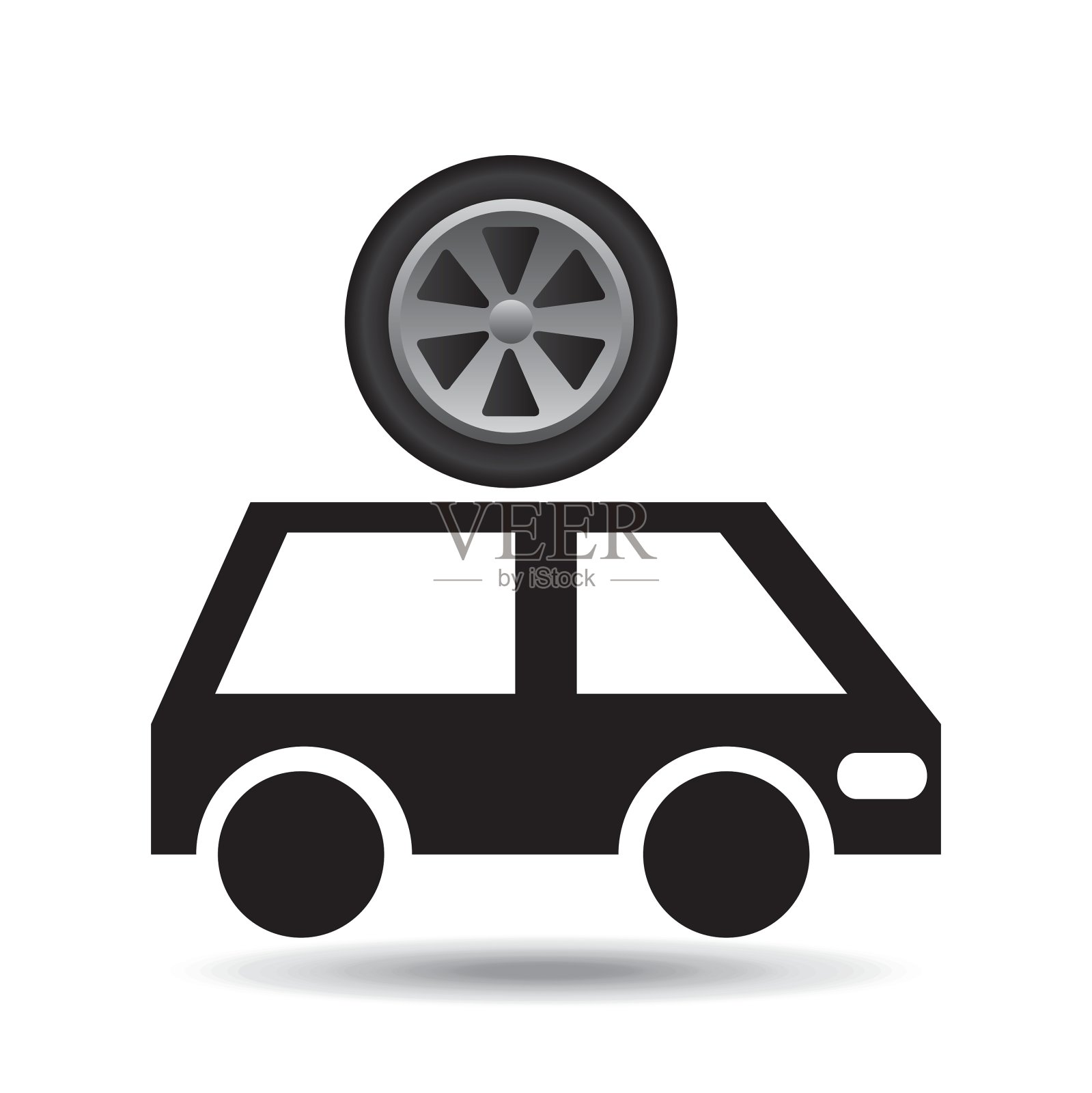 卡通货车车轮图标设计设计元素图片