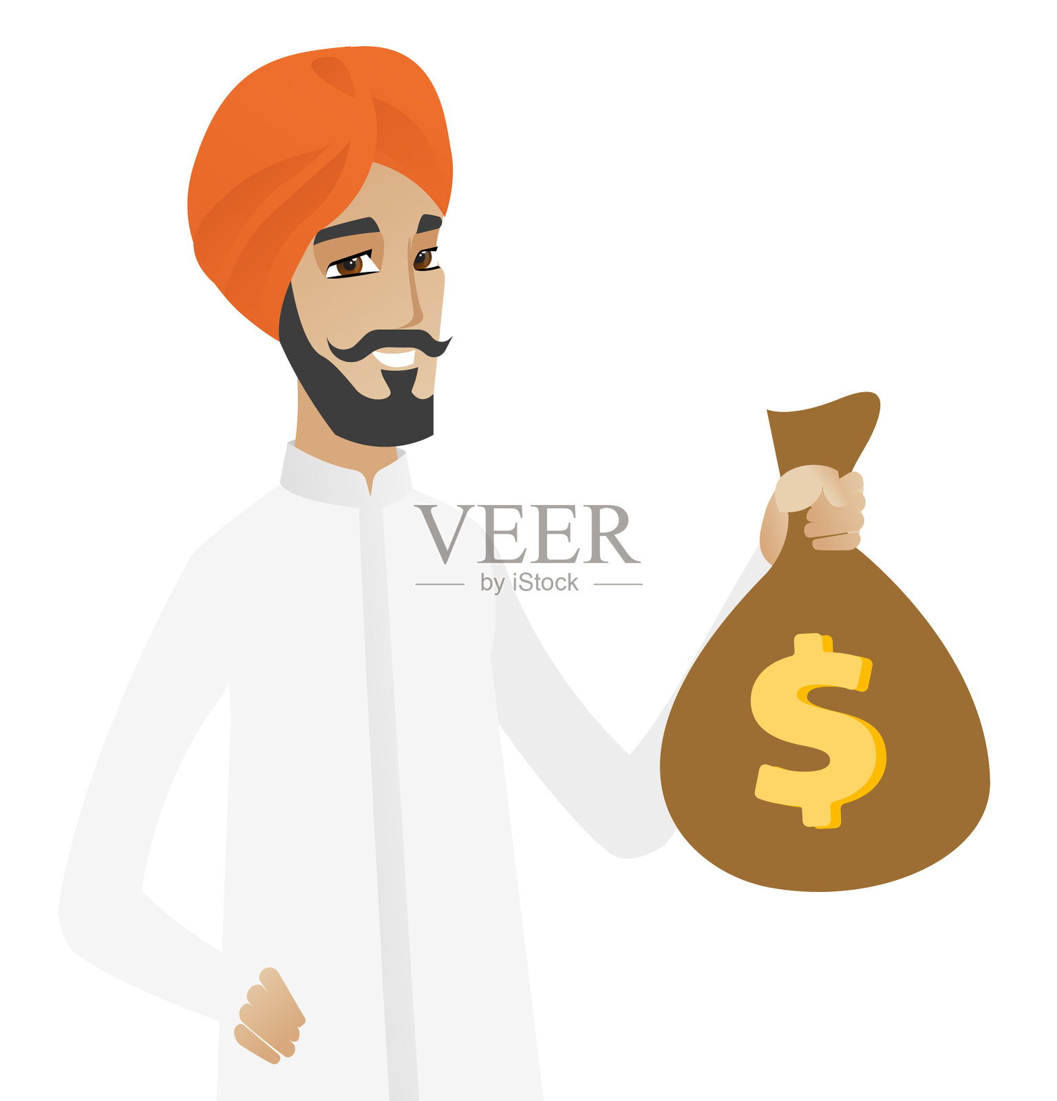 拿着钱袋的印度商人设计元素图片