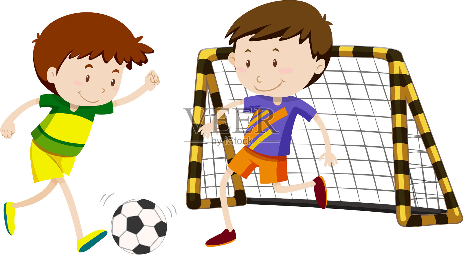 两个男孩在踢足球设计元素图片