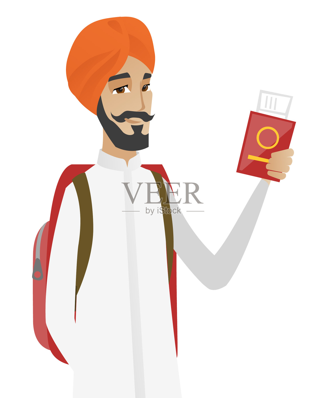 持护照和车票的印度游客设计元素图片