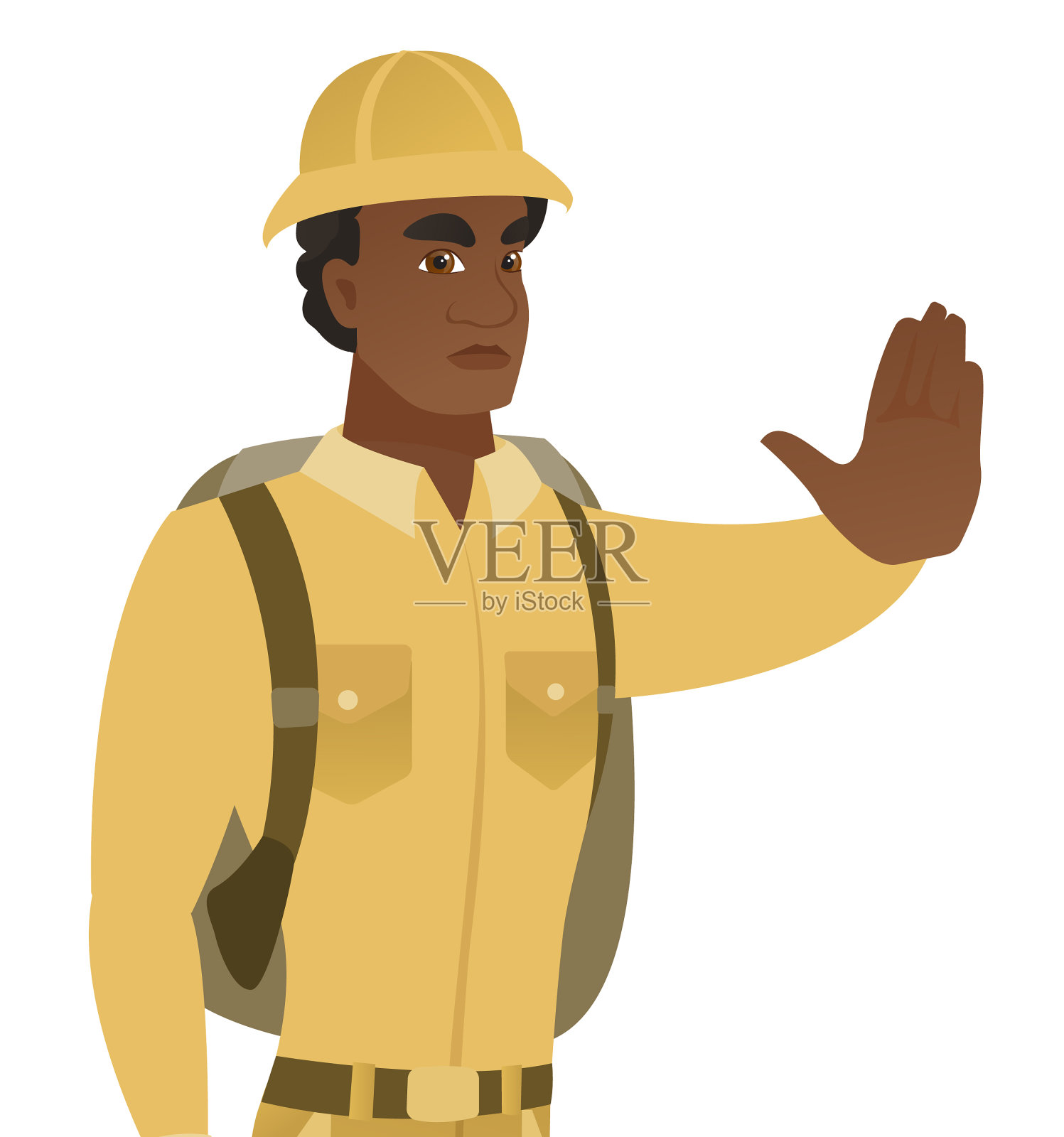 非洲旅行者用手势示意停止设计元素图片