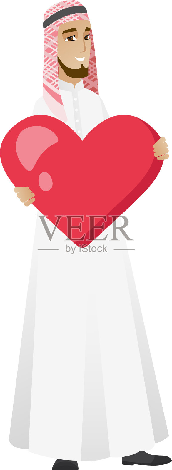 穆斯林商人捧着一颗大大的红心设计元素图片