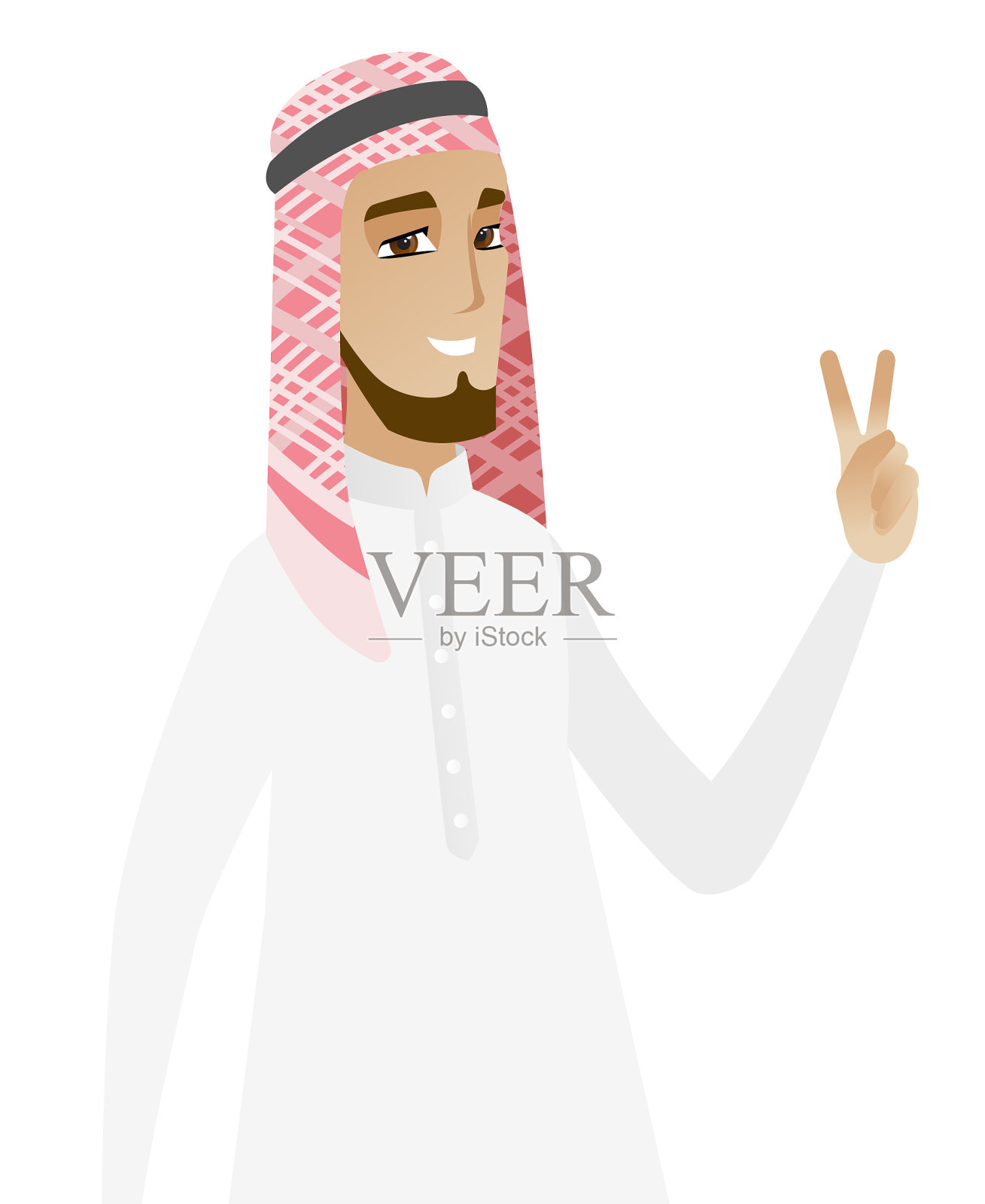 穆斯林商人摆出胜利的姿态设计元素图片