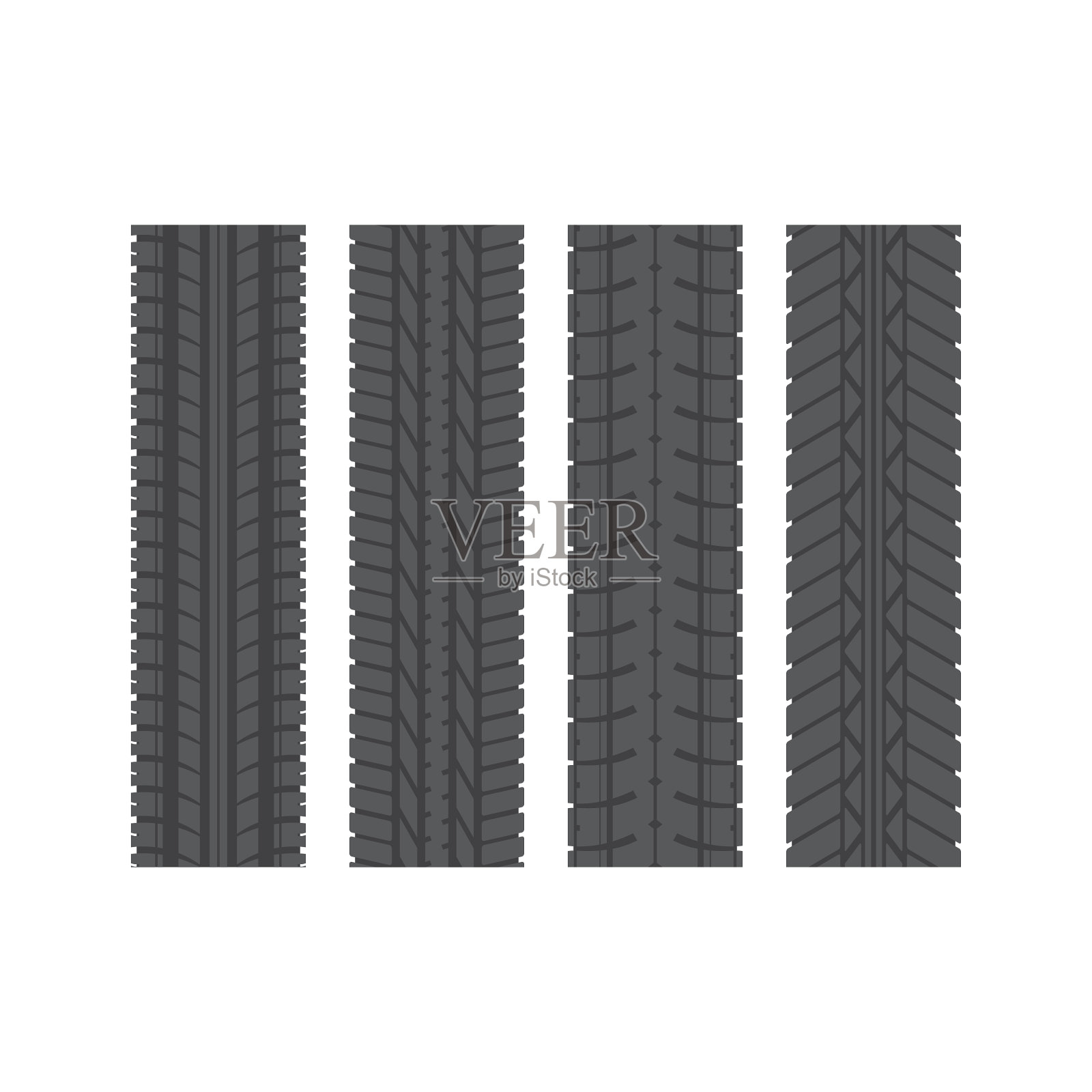 两组轮胎印插画图片素材