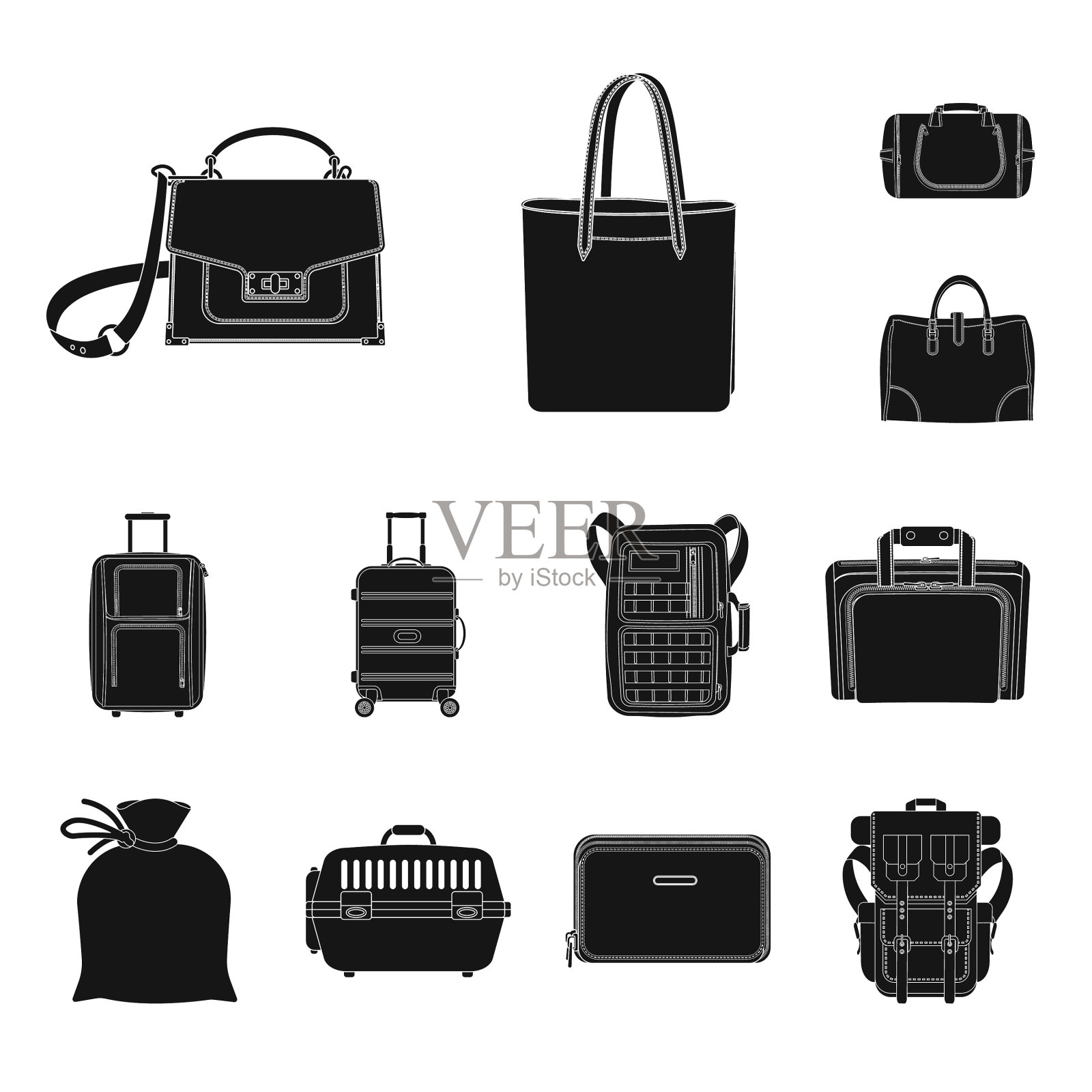 手提箱和行李图标的孤立对象图标素材