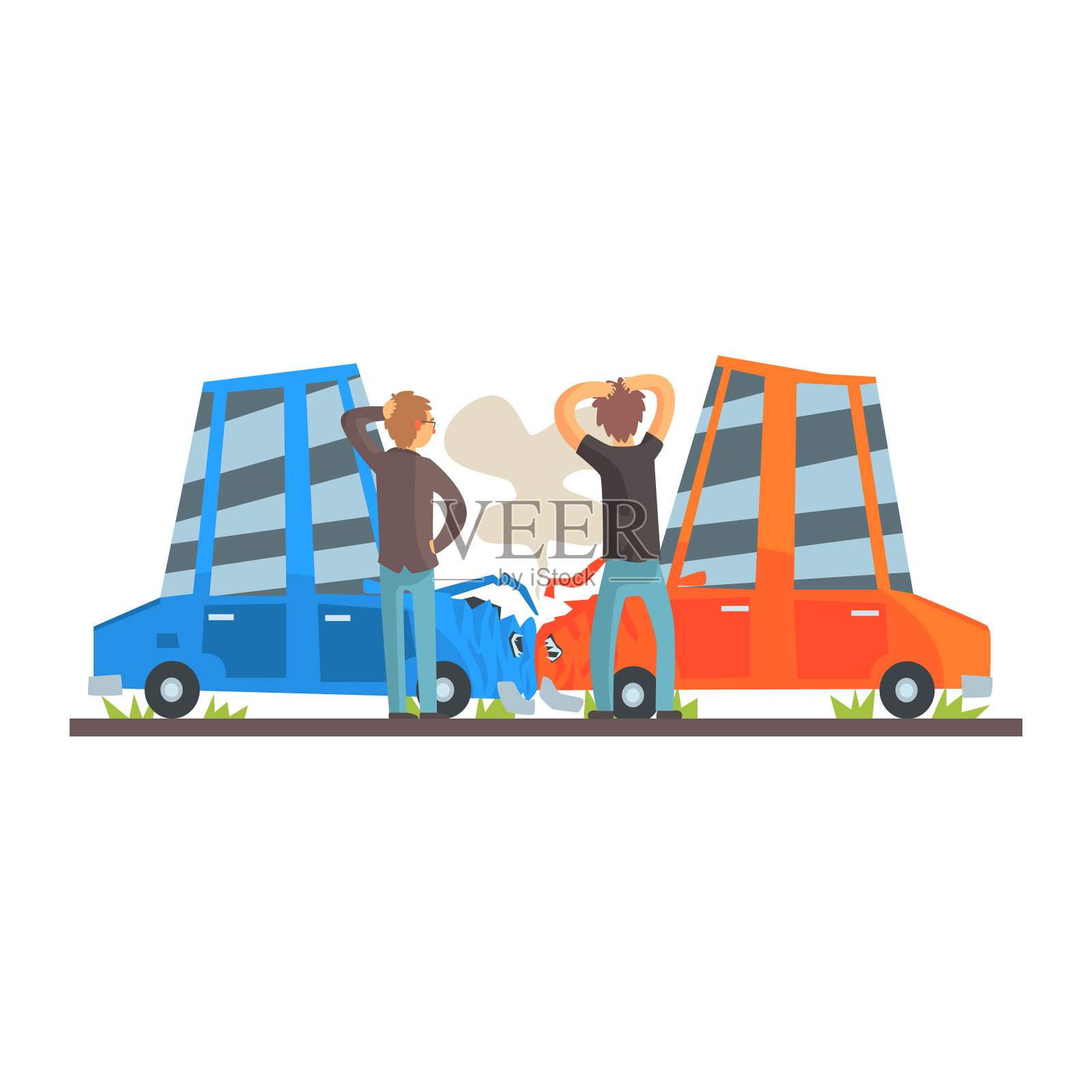 两个人撞车了设计元素图片