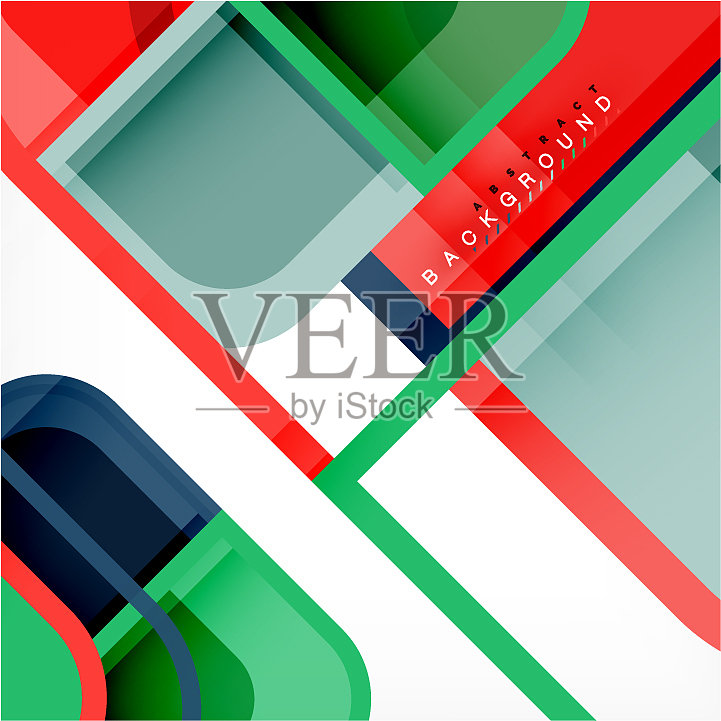 彩色的圆形正方形现代几何背景插画图片素材