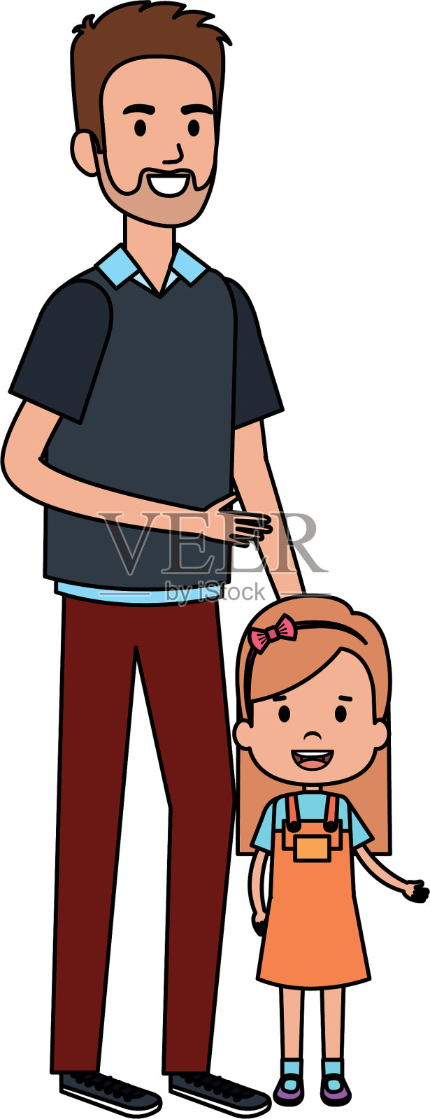 父亲和女儿的角色设计元素图片