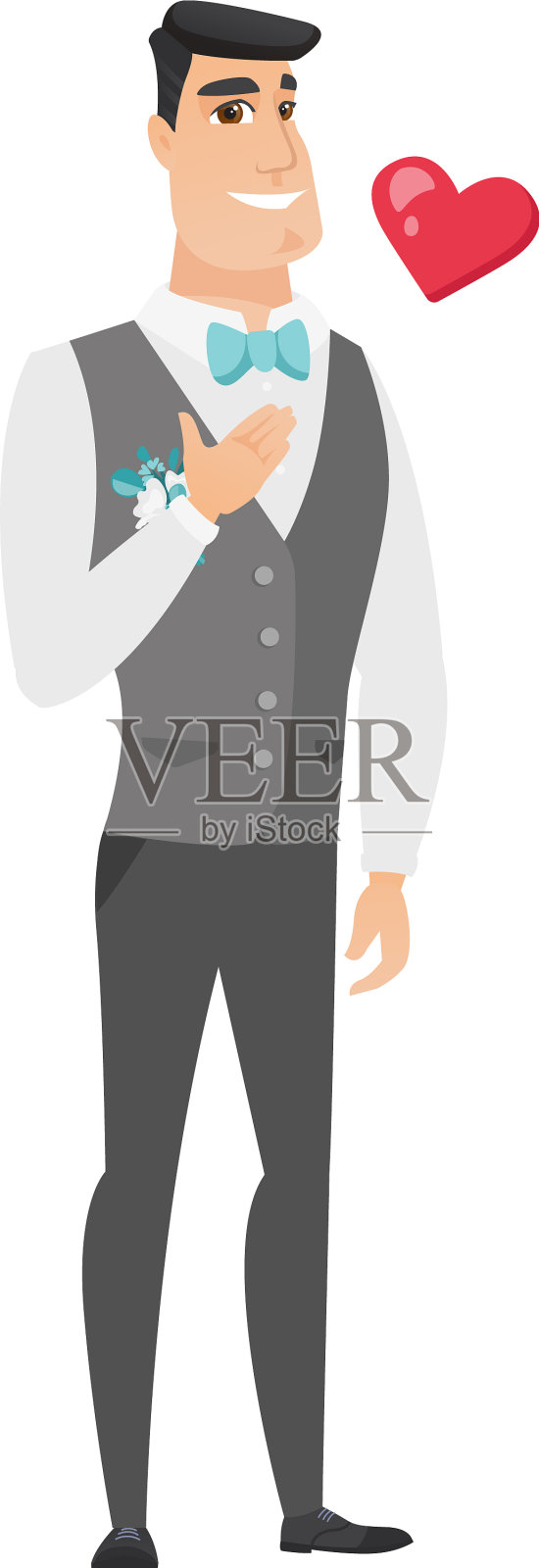 白人新郎手放在胸前设计元素图片