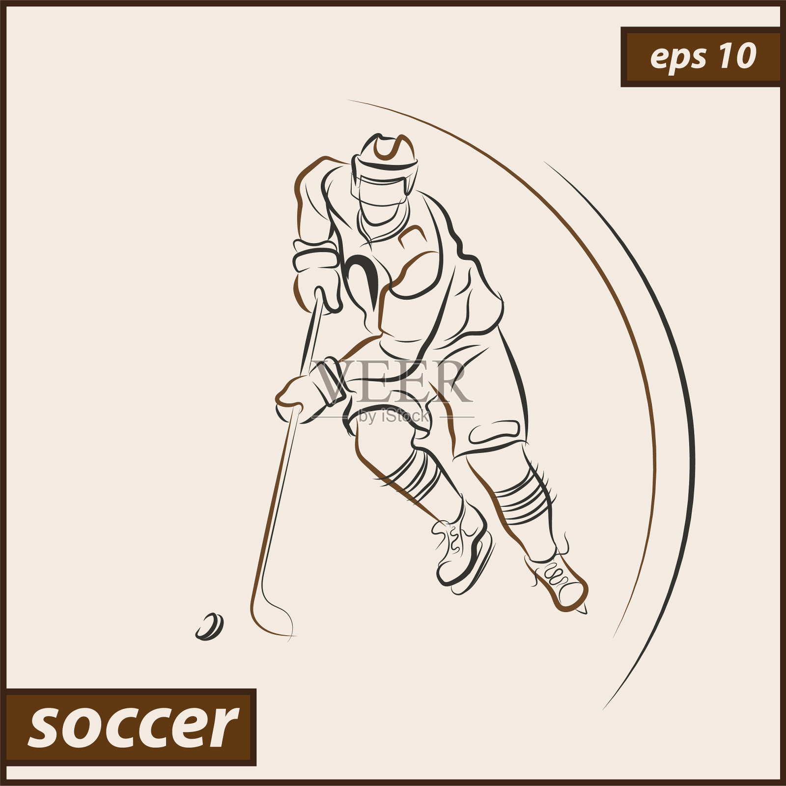 显示一个曲棍球运动员插画图片素材