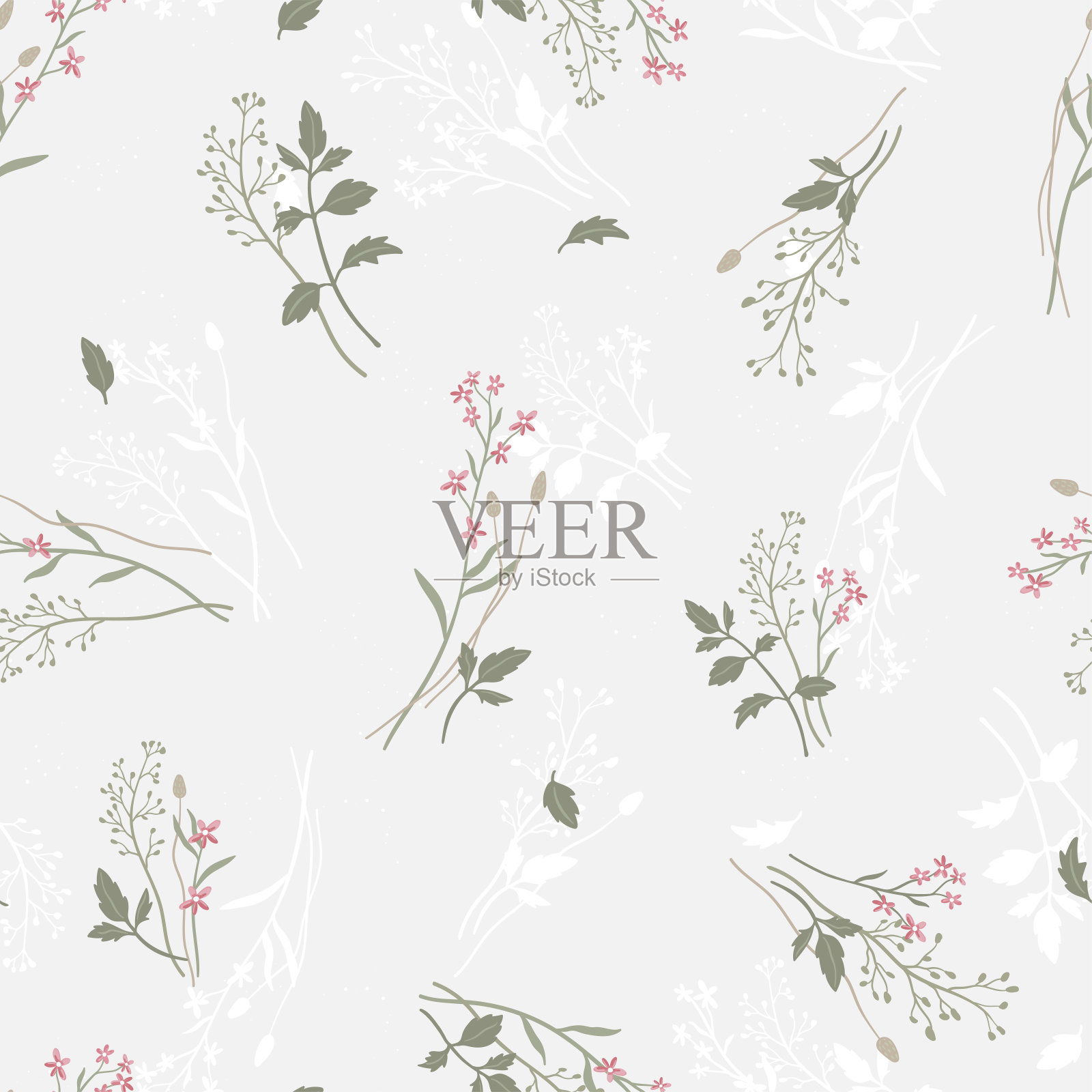 可爱的小碎花无缝图案，手绘可爱的花，非常适合纺织品，包装，横幅，壁纸-矢量表面设计插画图片素材