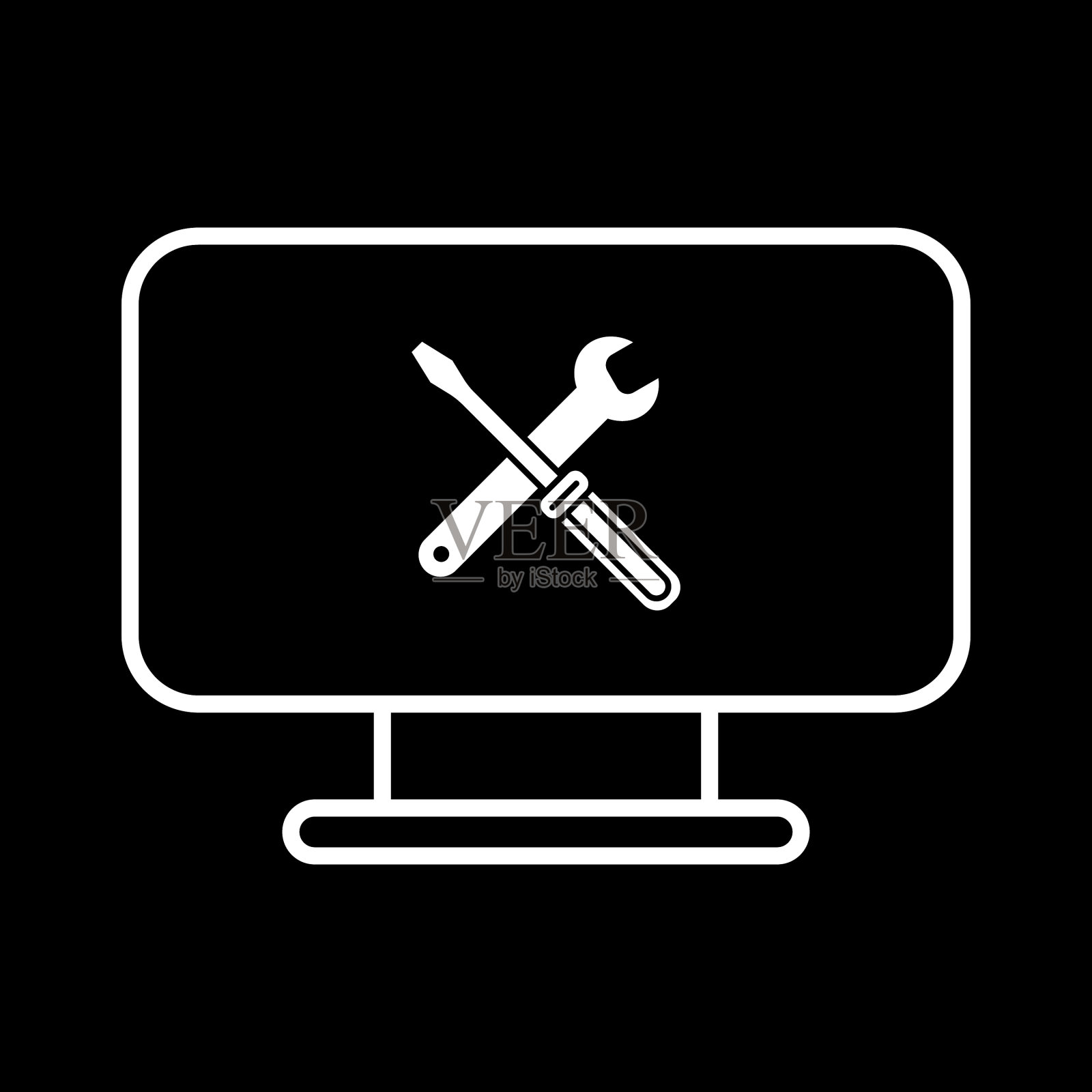 修理电脑图标电脑笔记本电脑和工具标志插画图片素材