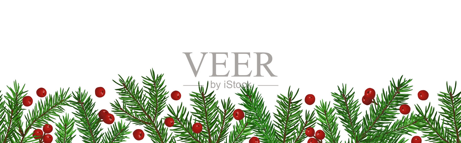 无缝背景与现实的绿色冷杉树设计元素图片