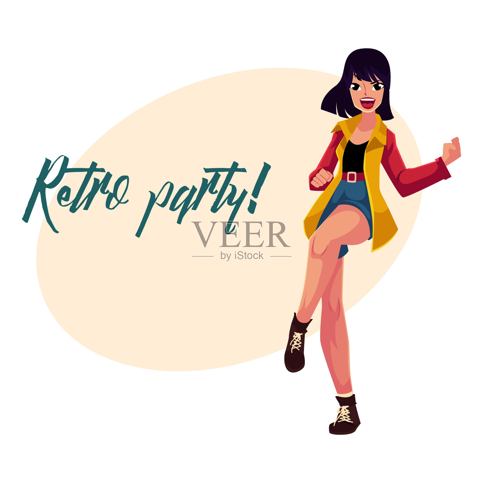 复古迪斯科派对邀请海报上的女人设计元素图片