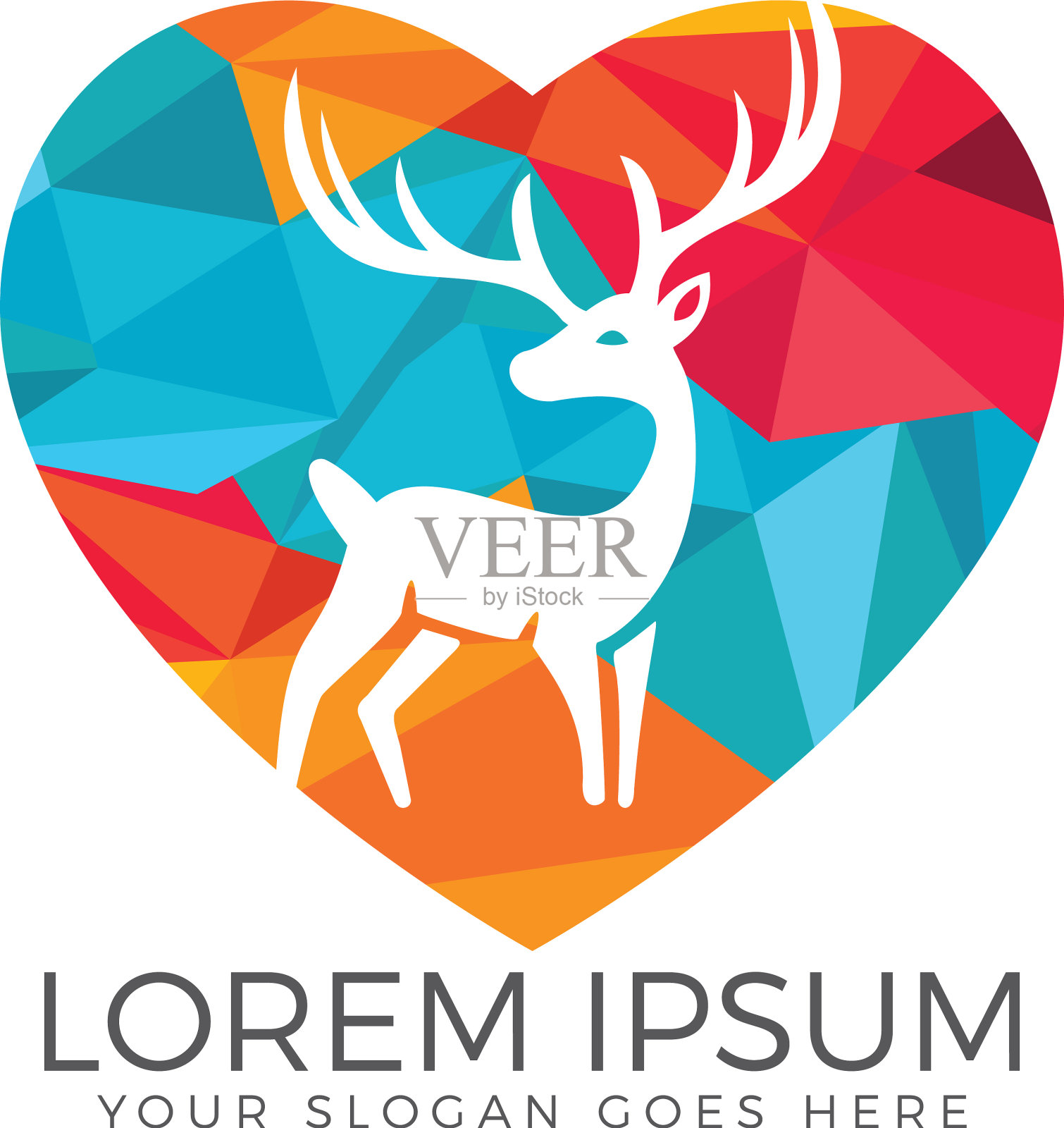 鹿的心形标志设计插画图片素材