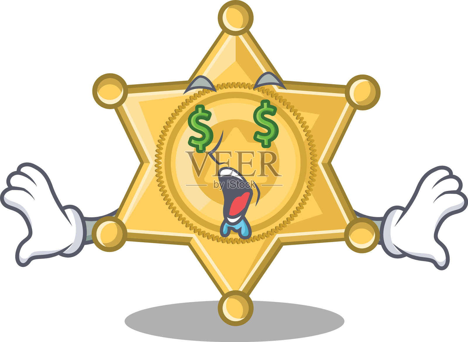 钱眼明星警徽卡通桌上设计元素图片