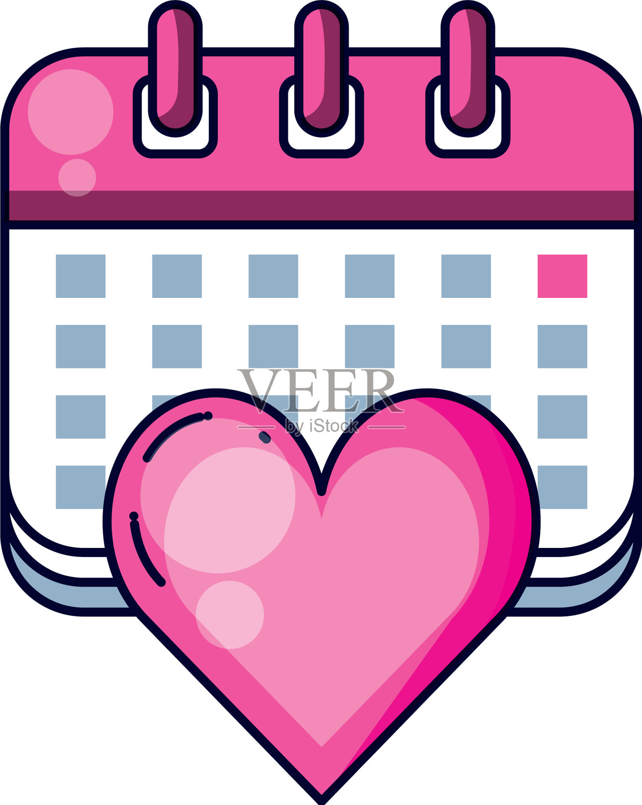 日历提醒与心隔离图标设计元素图片