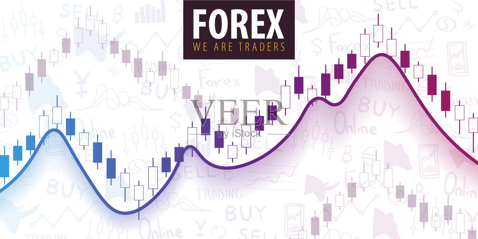 外汇交易信号烛台走势图中插画图片素材