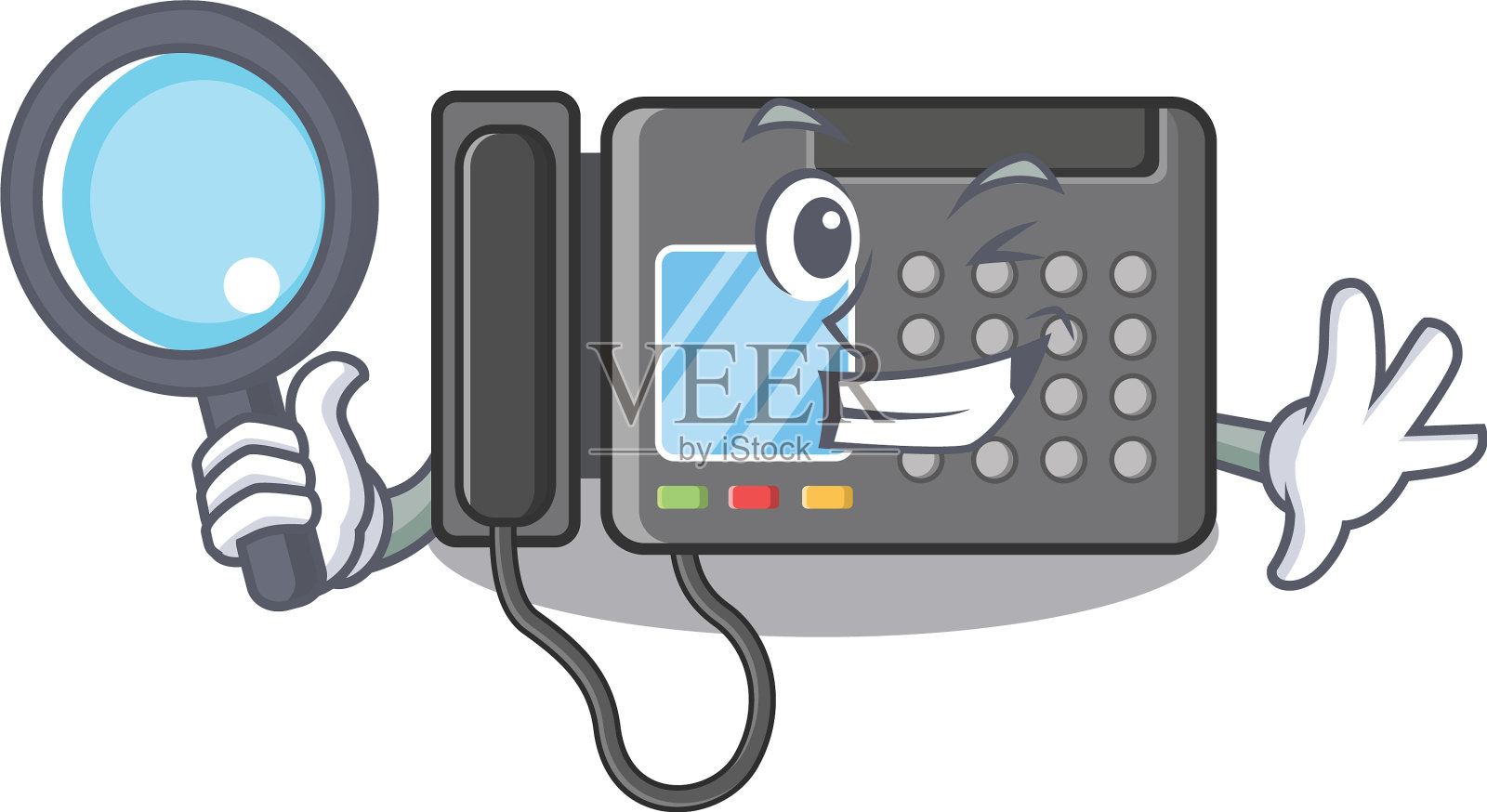 侦探传真机的人物形状插画图片素材