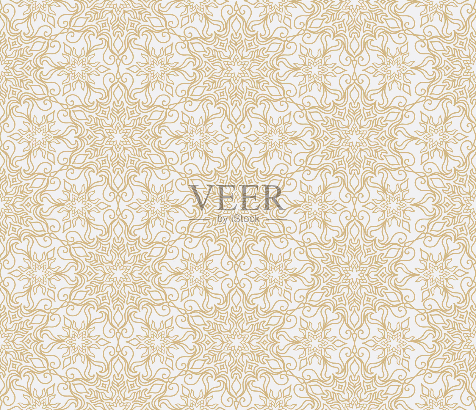 东方花卉无缝阿拉伯图案插画图片素材