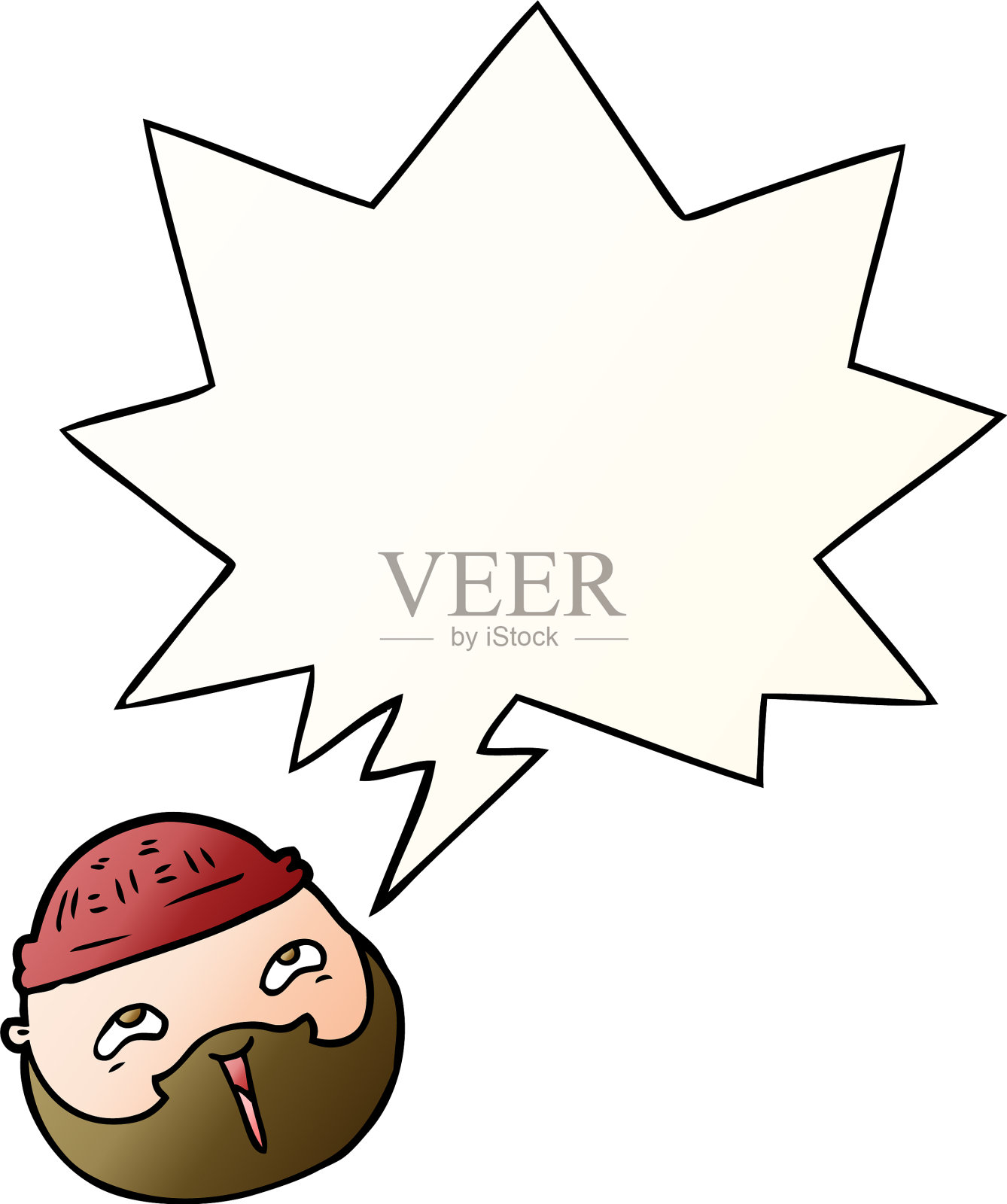 卡通男脸、胡子和言语泡在里面设计元素图片