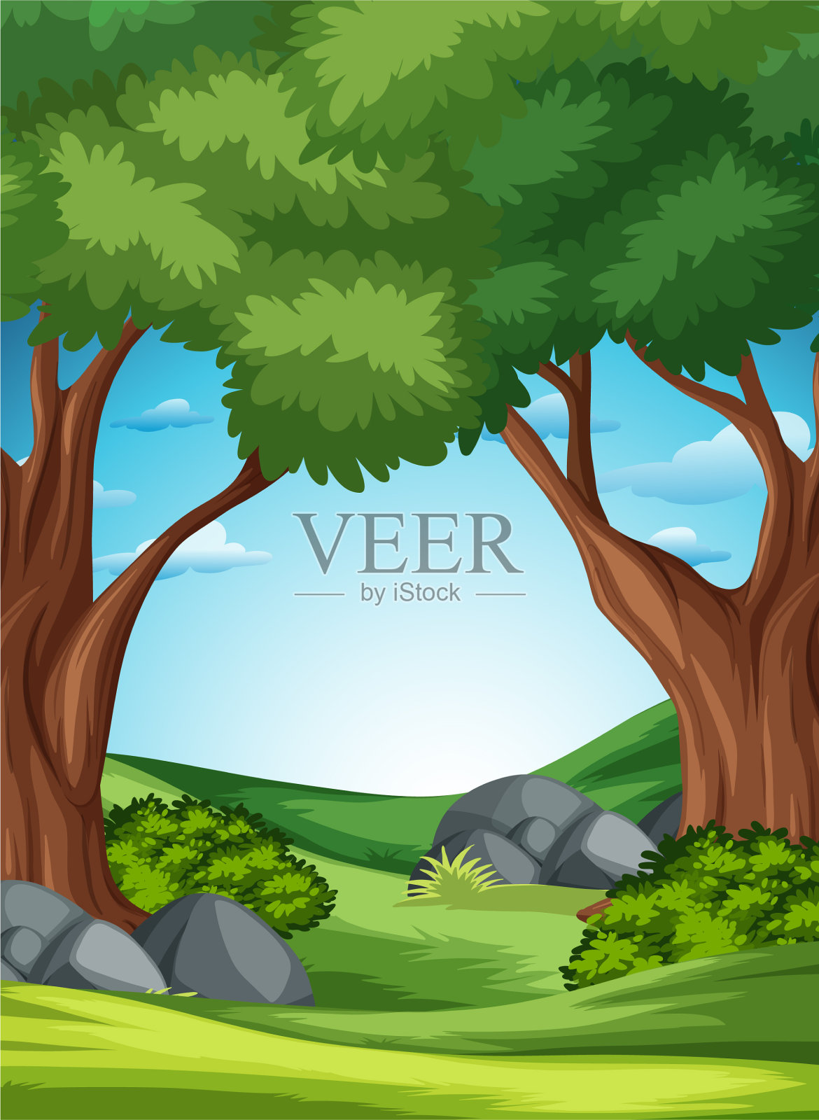 森林自然风光插画图片素材