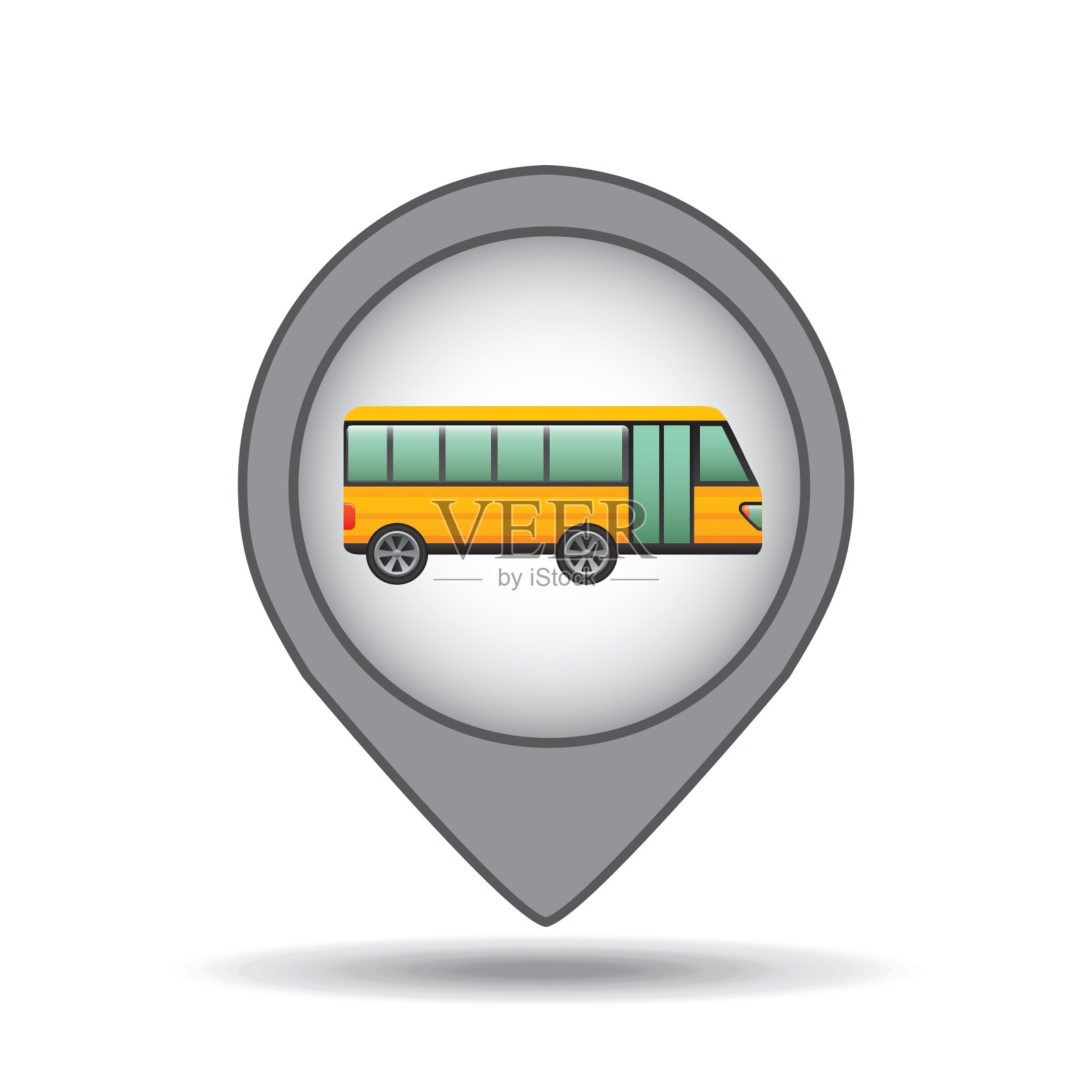 校车黄色地图指针设计设计元素图片