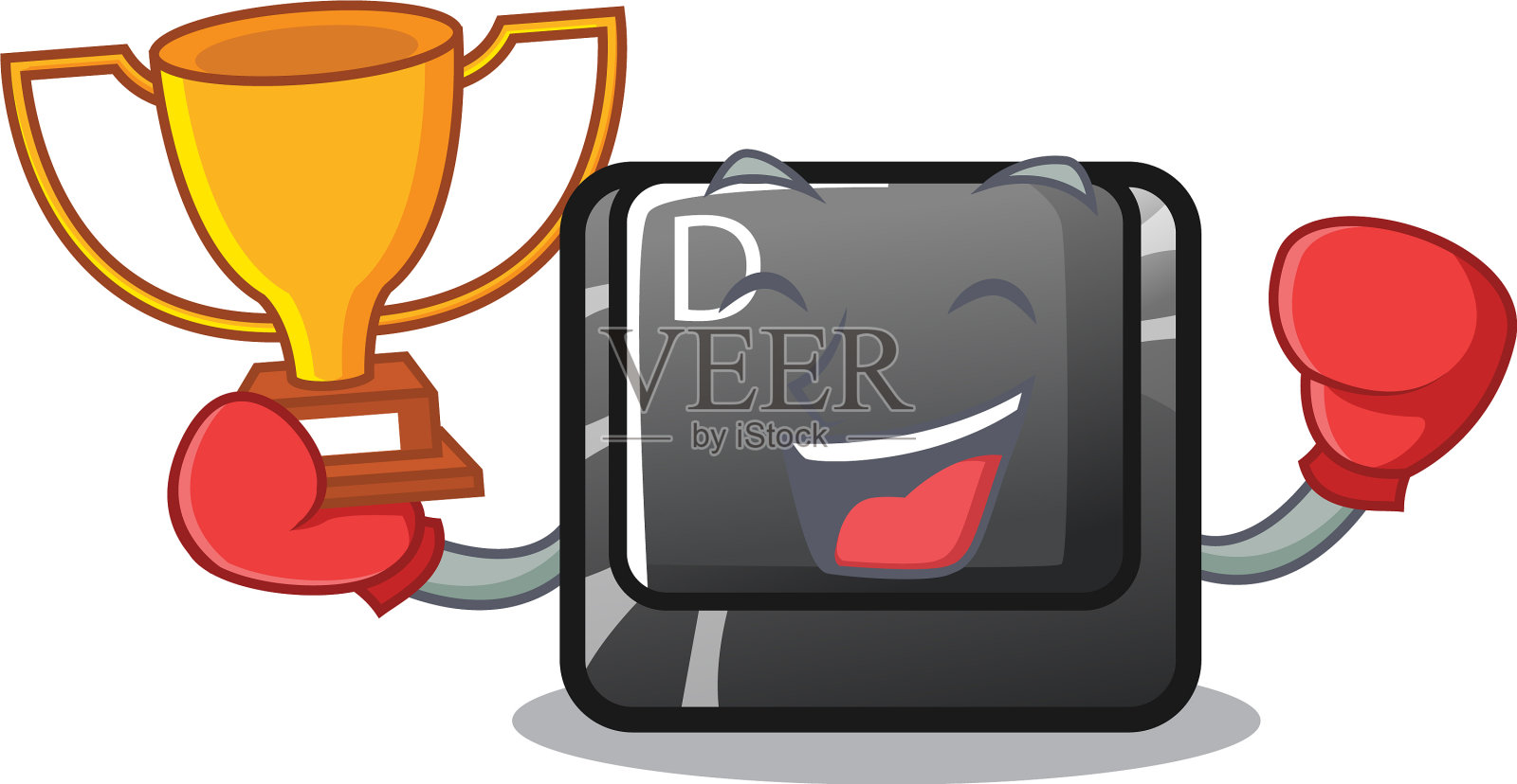 拳击赢家按钮d卡通形状设计元素图片