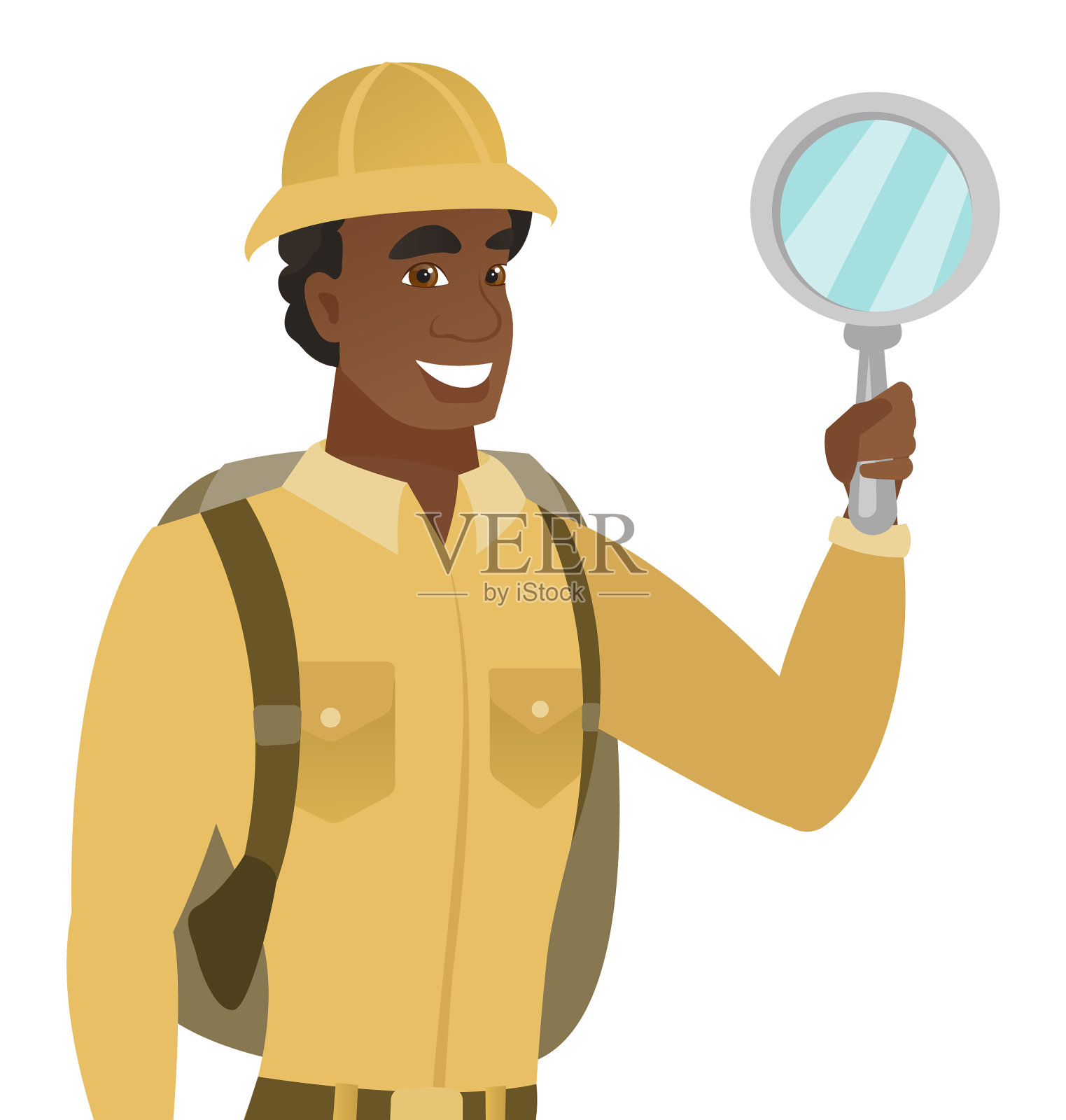 一个手持镜子的非洲裔美国旅行者设计元素图片