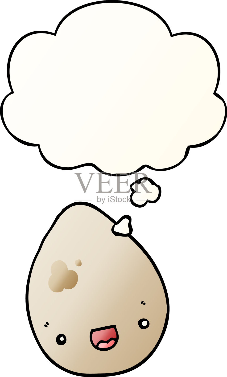 卡通鸡蛋和思想泡沫在平滑的梯度设计元素图片