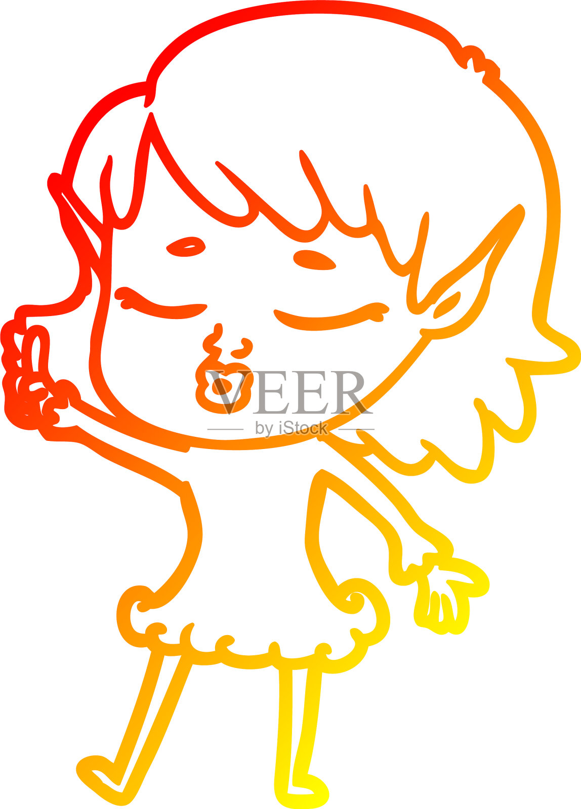 温暖的梯度线画漂亮的卡通小精灵设计元素图片