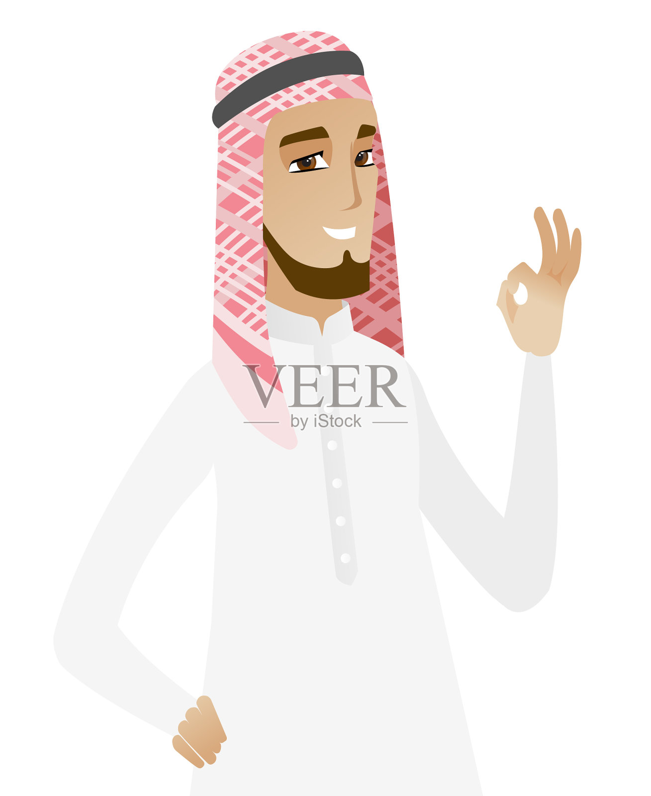 微笑的穆斯林商人表示ok设计元素图片