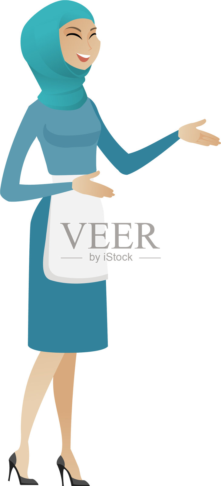 年轻的穆斯林快乐的清洁手势设计元素图片