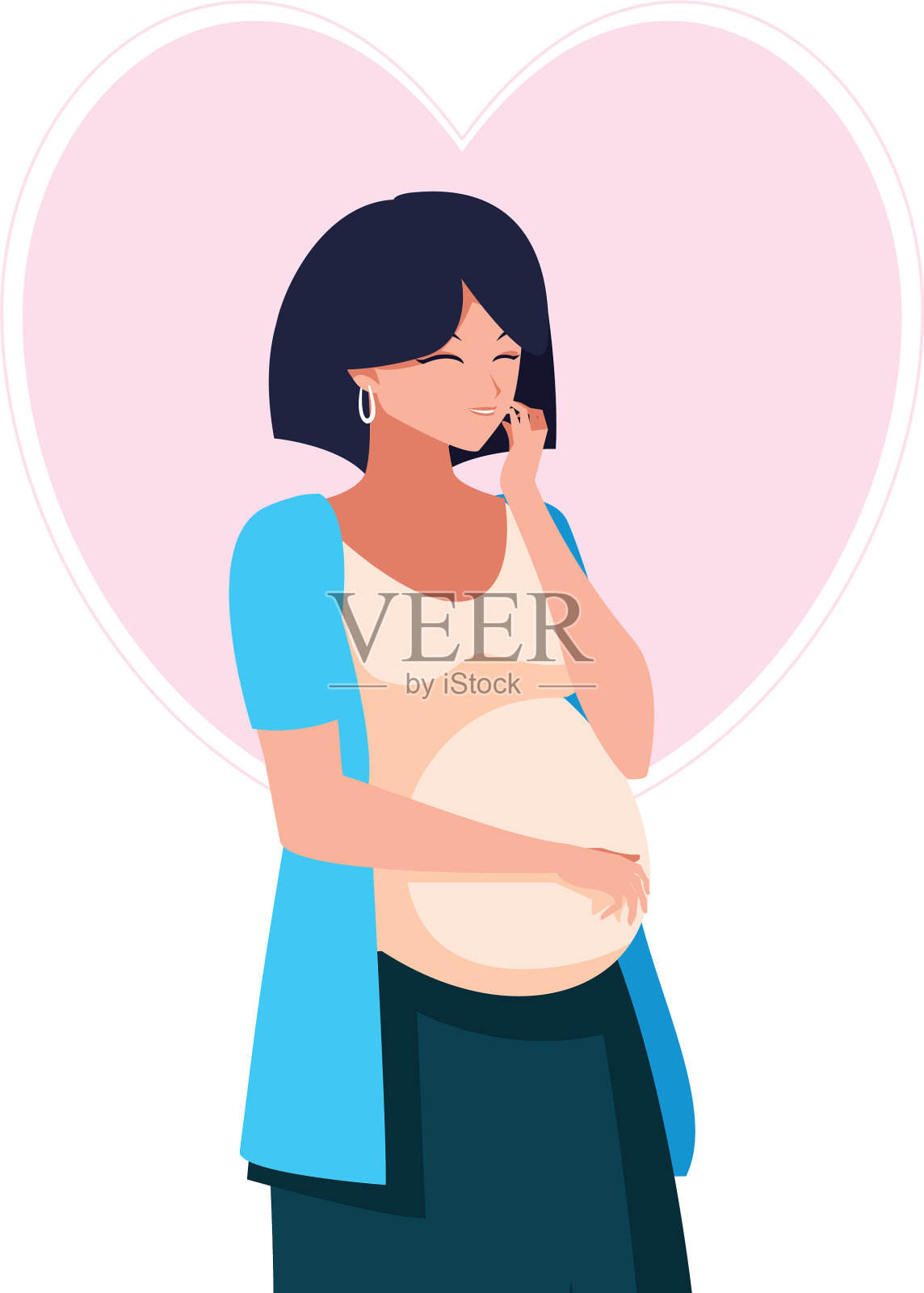 美丽怀孕的女人在心中的性格设计元素图片