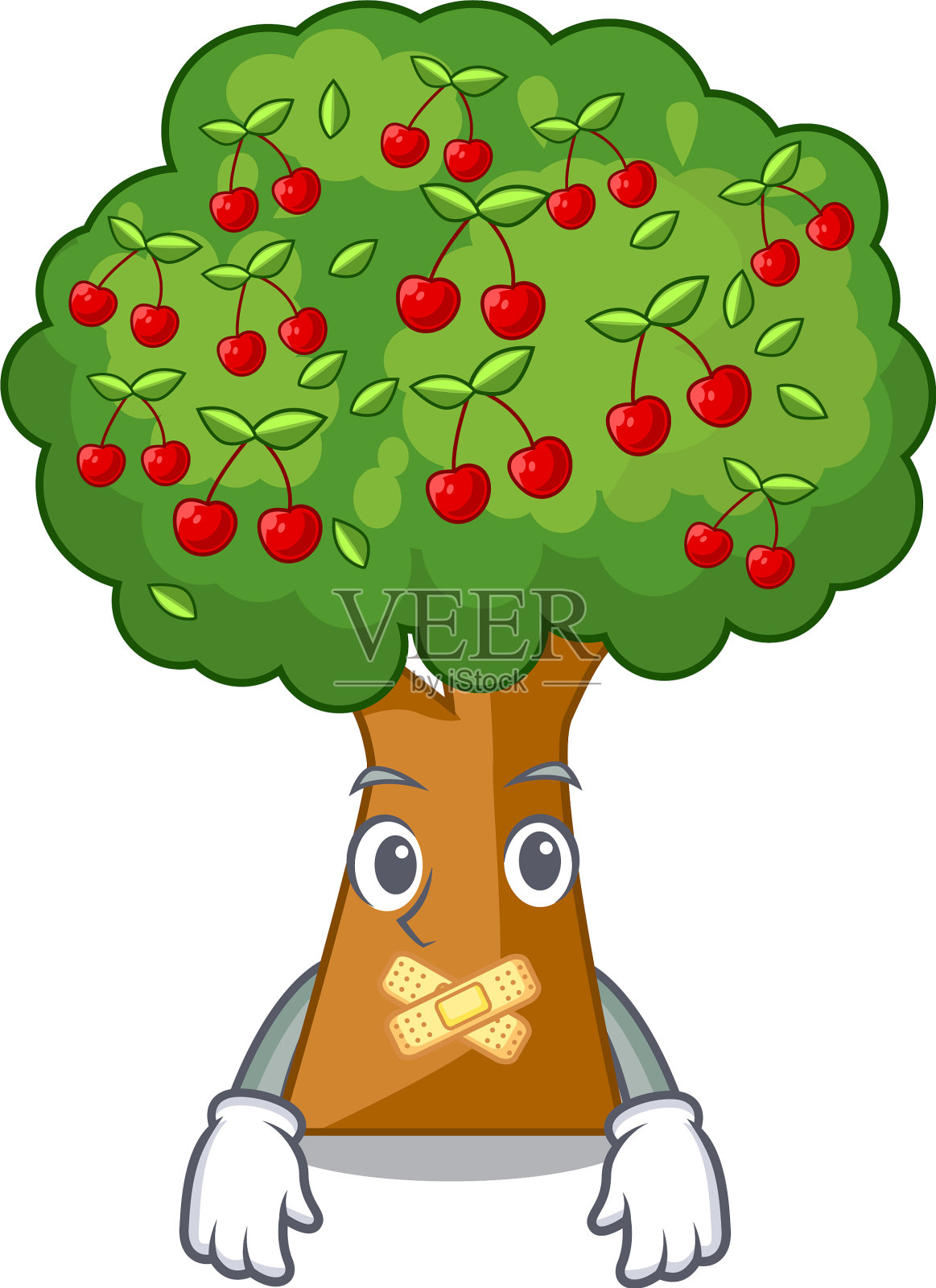 安静的樱桃树旁边的卡通屋设计元素图片