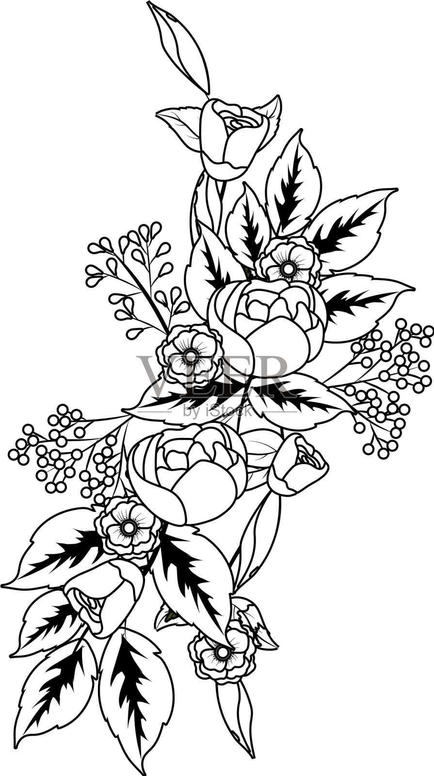 热带花卉卡通设计元素图片