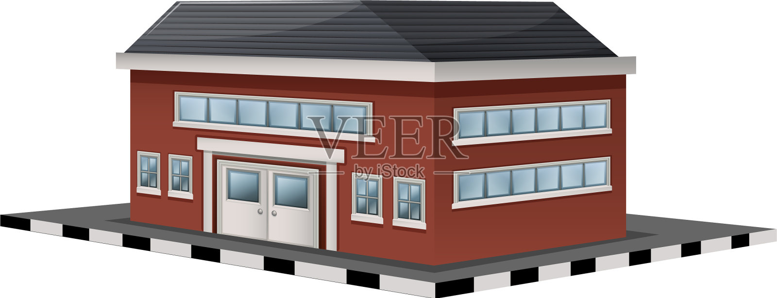 道路上车站建筑设计设计元素图片