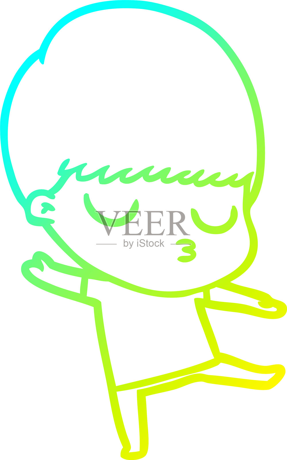 冷梯度线画卡通冷静男孩设计元素图片