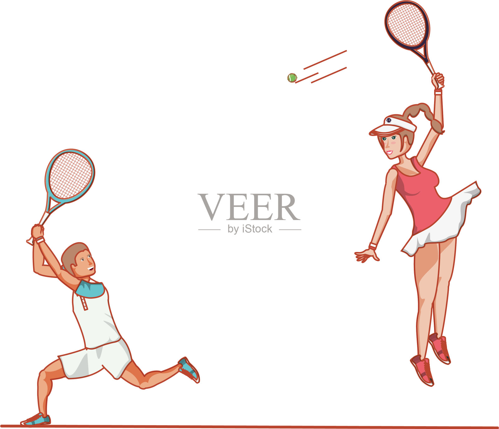 一对打网球的情侣设计元素图片