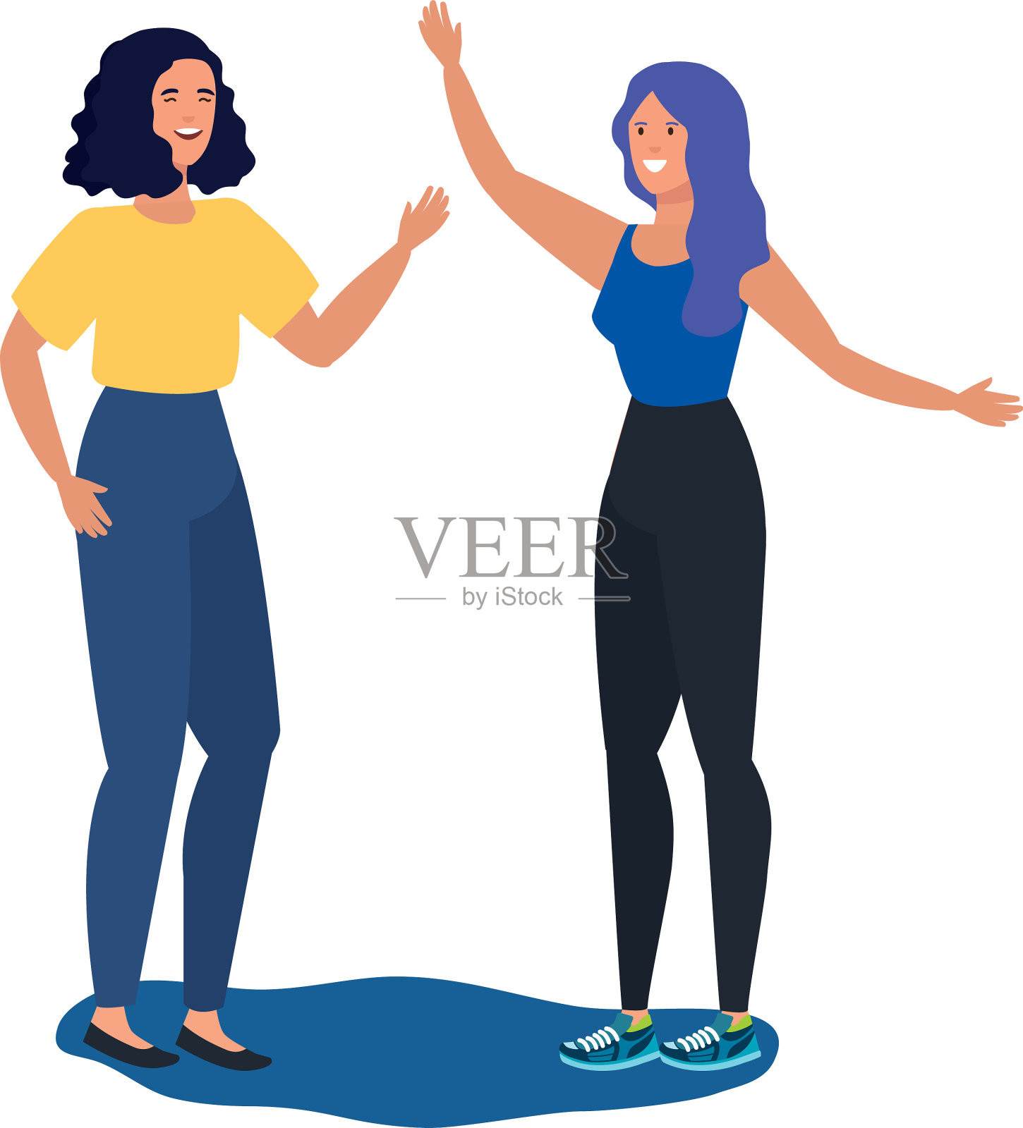 年轻的女孩朋友们庆祝人物设计元素图片