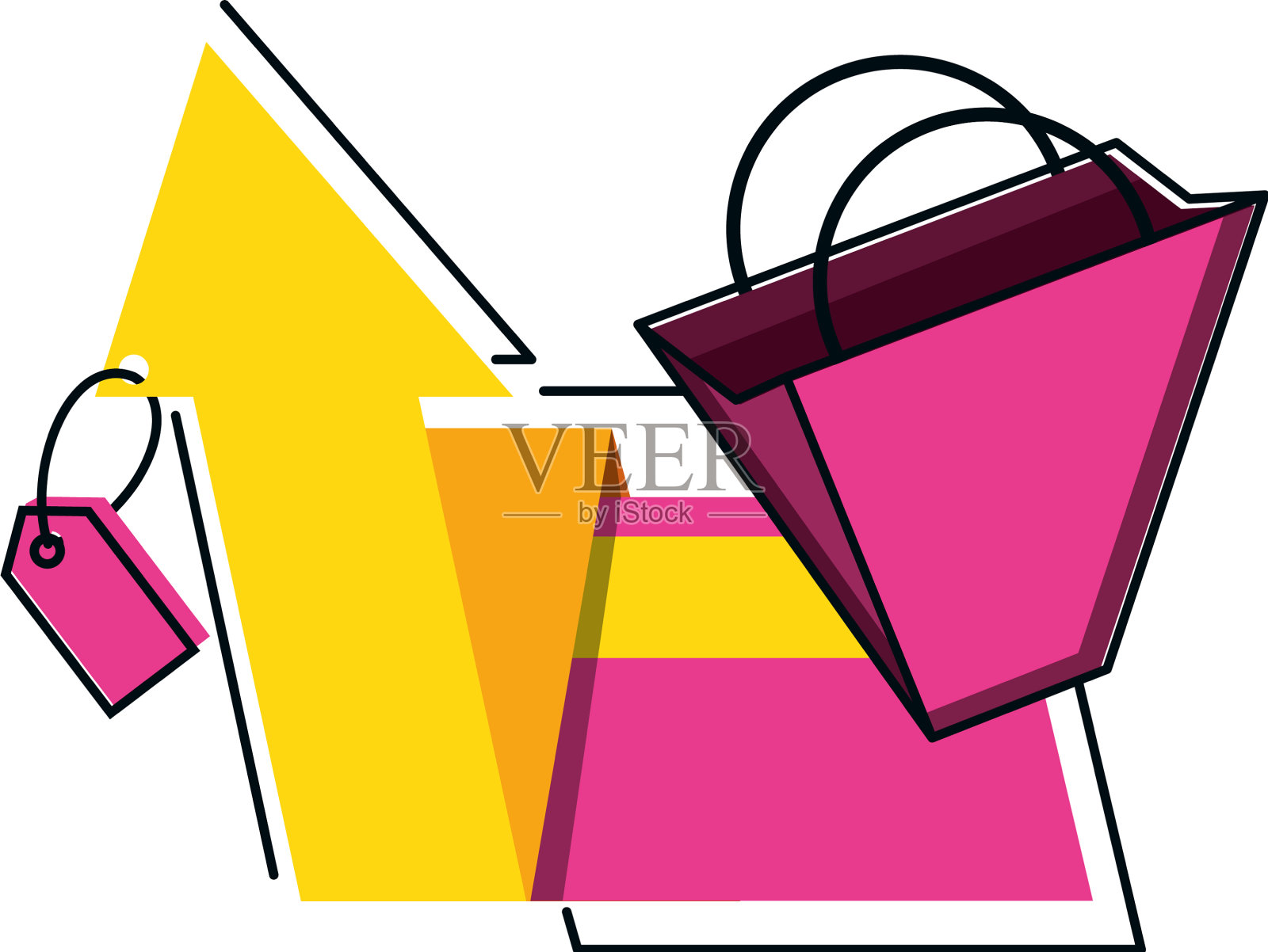 标签商业与购物袋和箭头设计元素图片