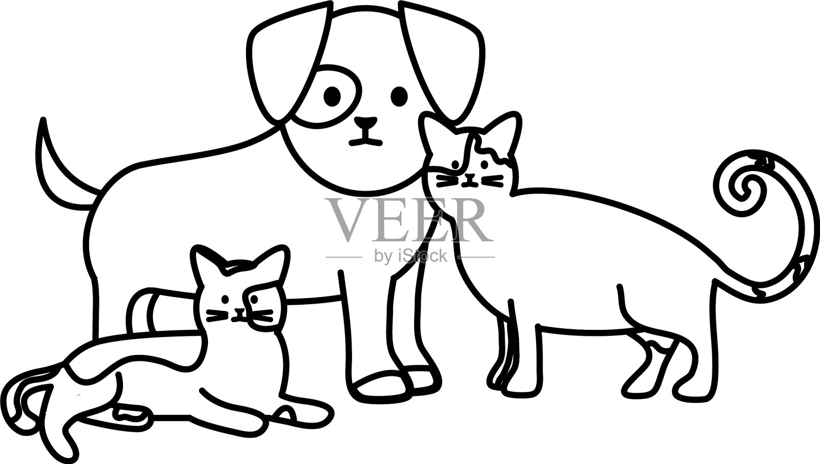 可爱的猫和狗吉祥物可爱的角色设计元素图片