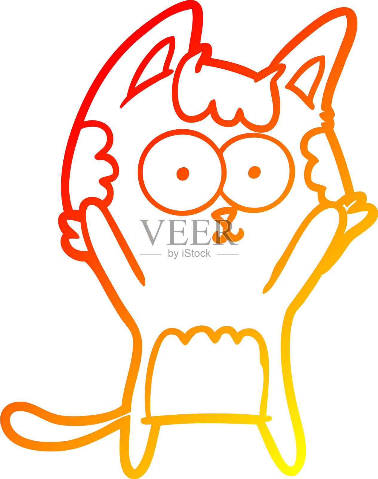 温暖的梯度线画快乐的卡通猫设计元素图片